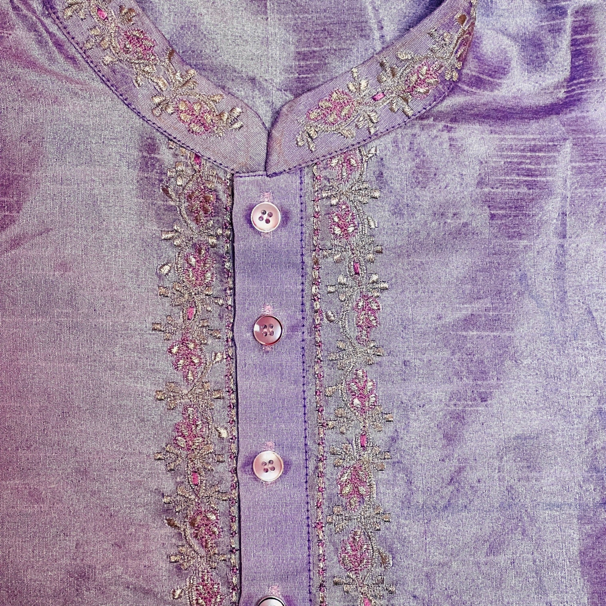 Lavender Embroidered Kurta - Vintage India NYC
