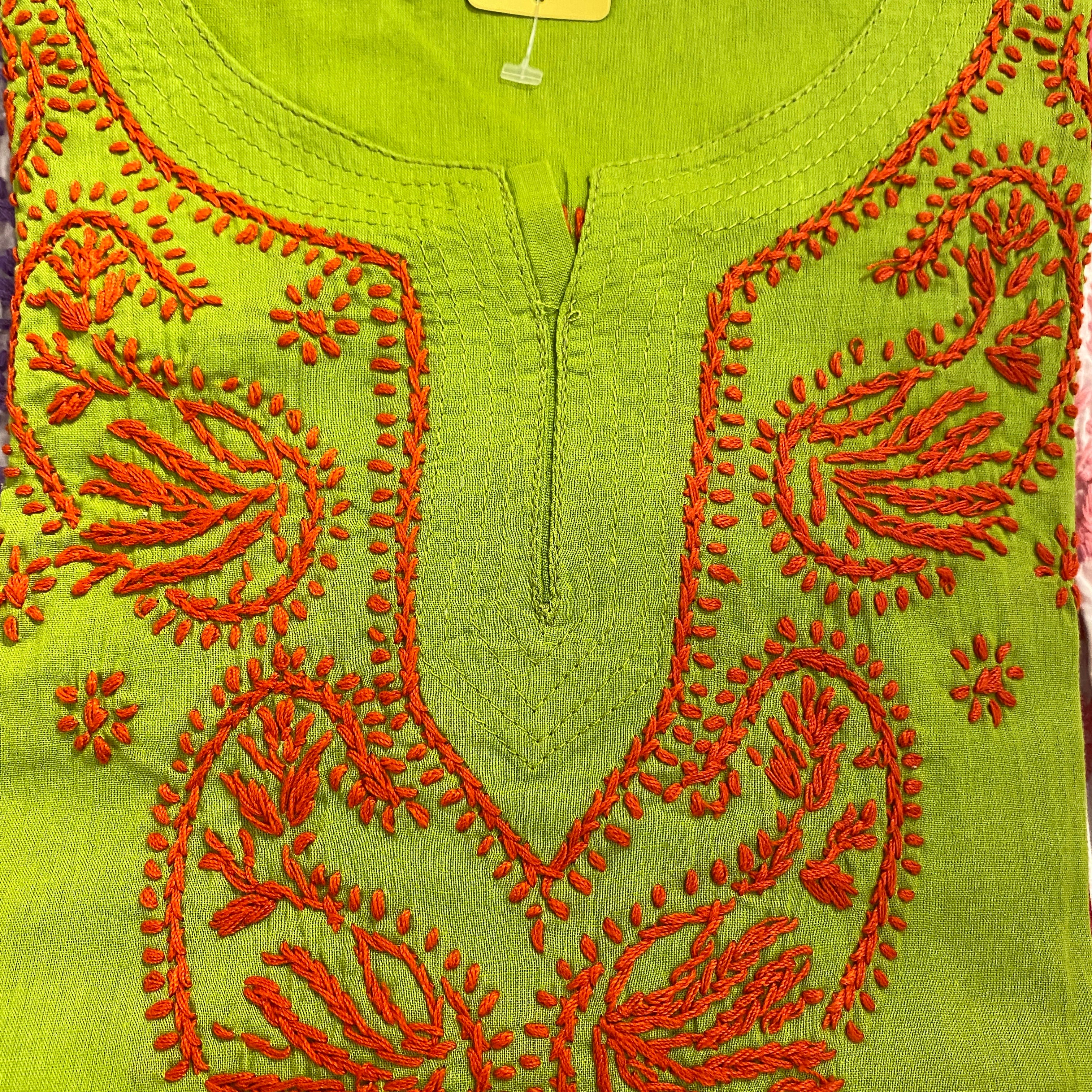 AR Short Embroidered Cotton Tunic Kurti-L - Vintage India NYC