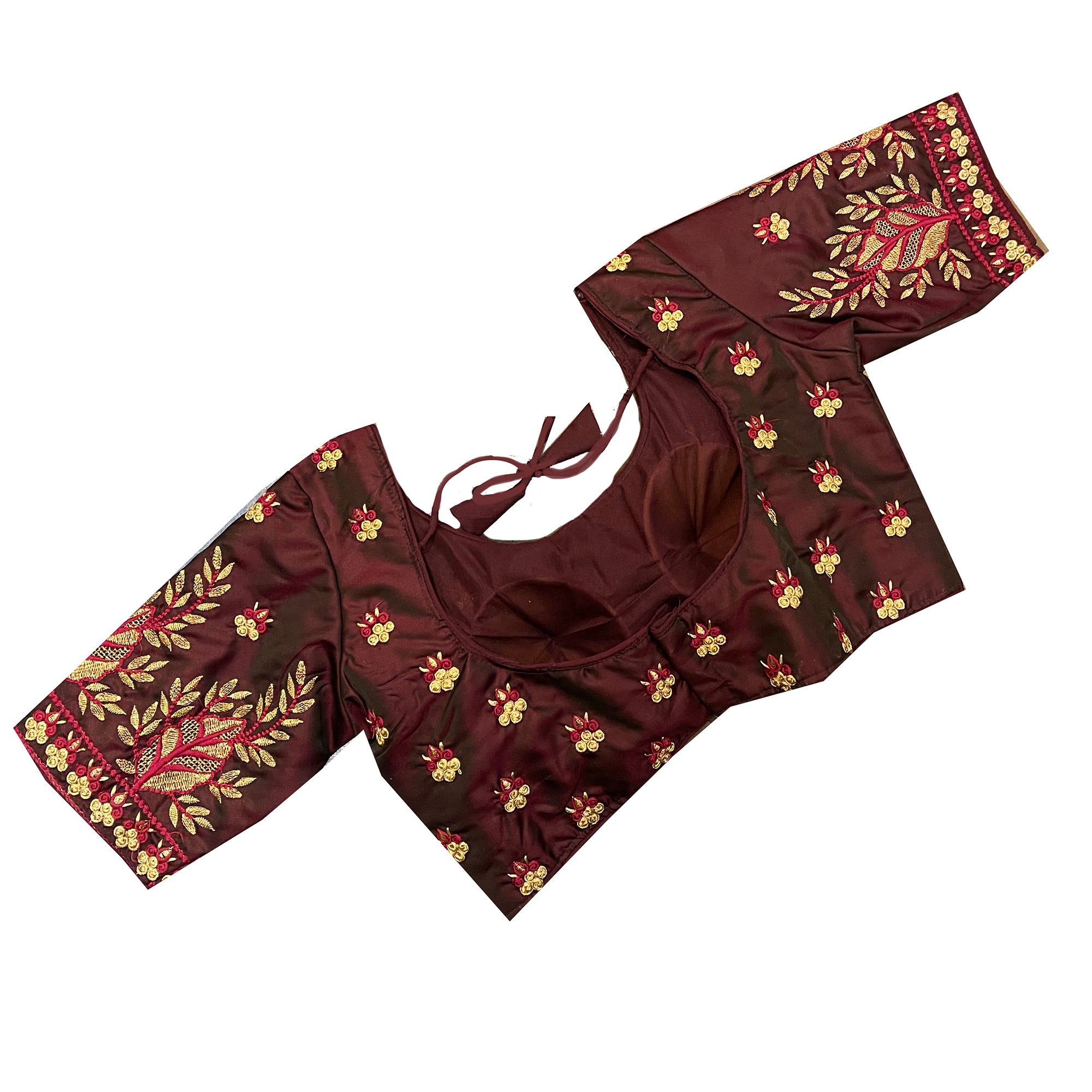 Embroidered Maroon Blouse - Vintage India NYC