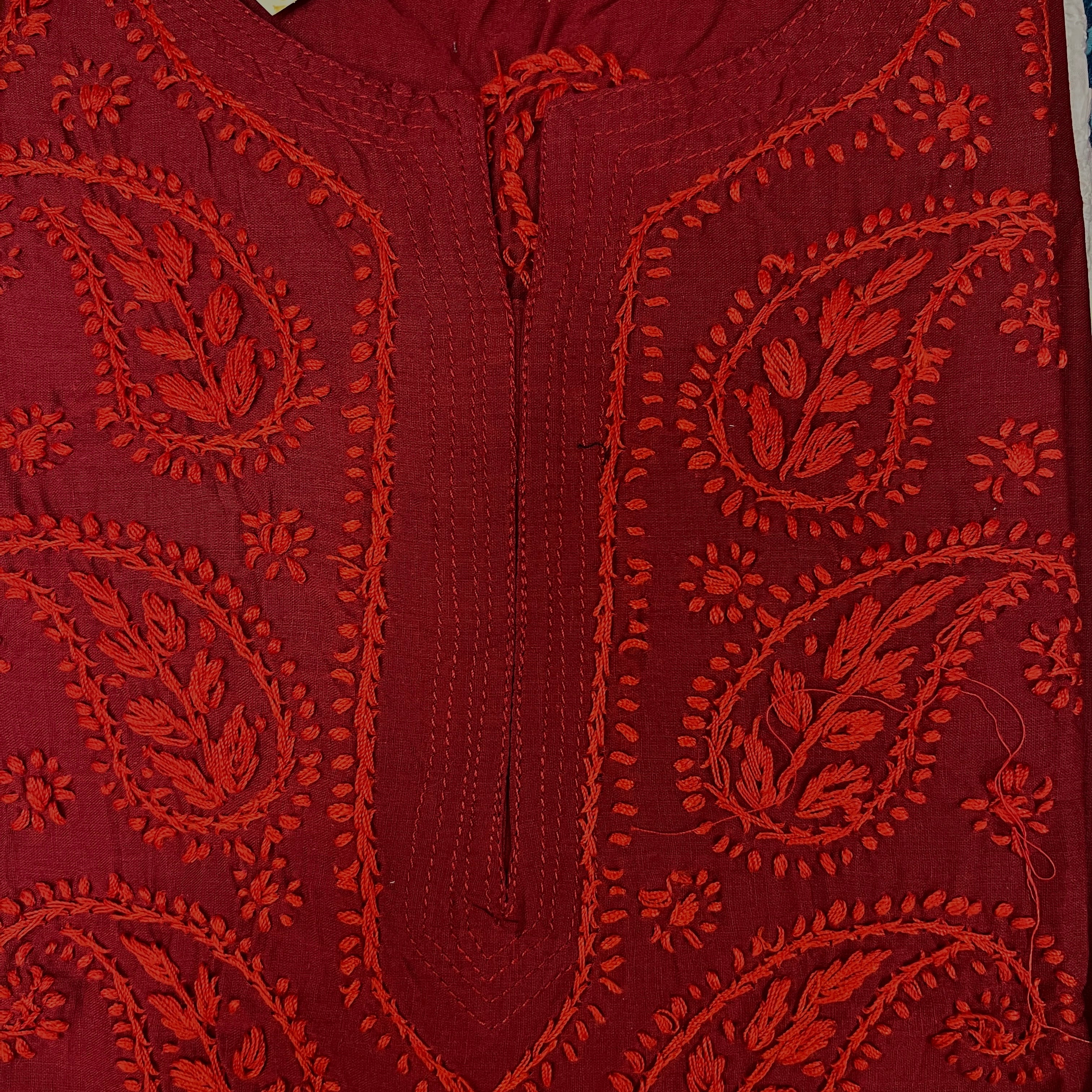 AR Long Embroidered Cotton Tunic- XL - Vintage India NYC