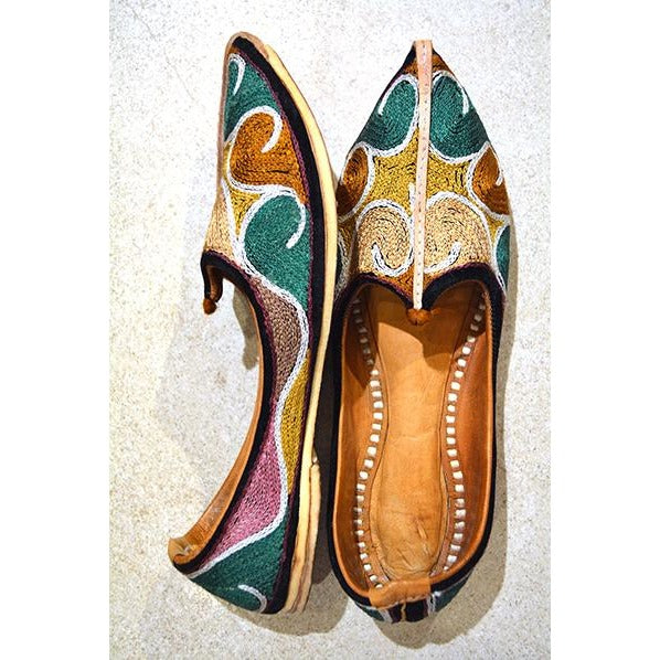 Handmade embroidered leather shoes - Vintage India NYC