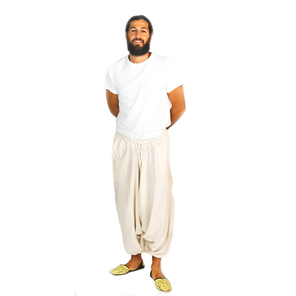 Organic cotton harem pants-off white - Vintage India NYC