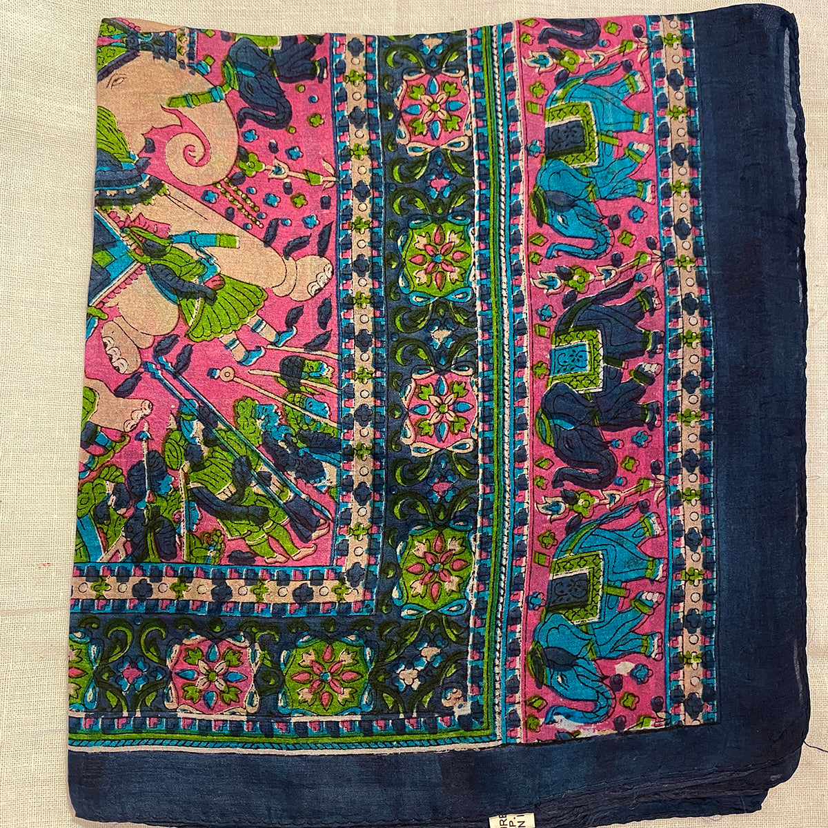 Elephant Print Silk Scarves - Vintage India NYC