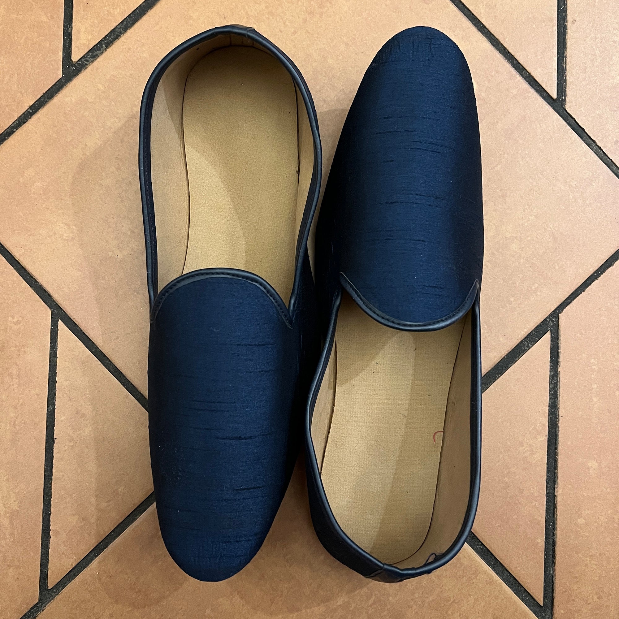 YD Navy Silk Loafer - Vintage India NYC