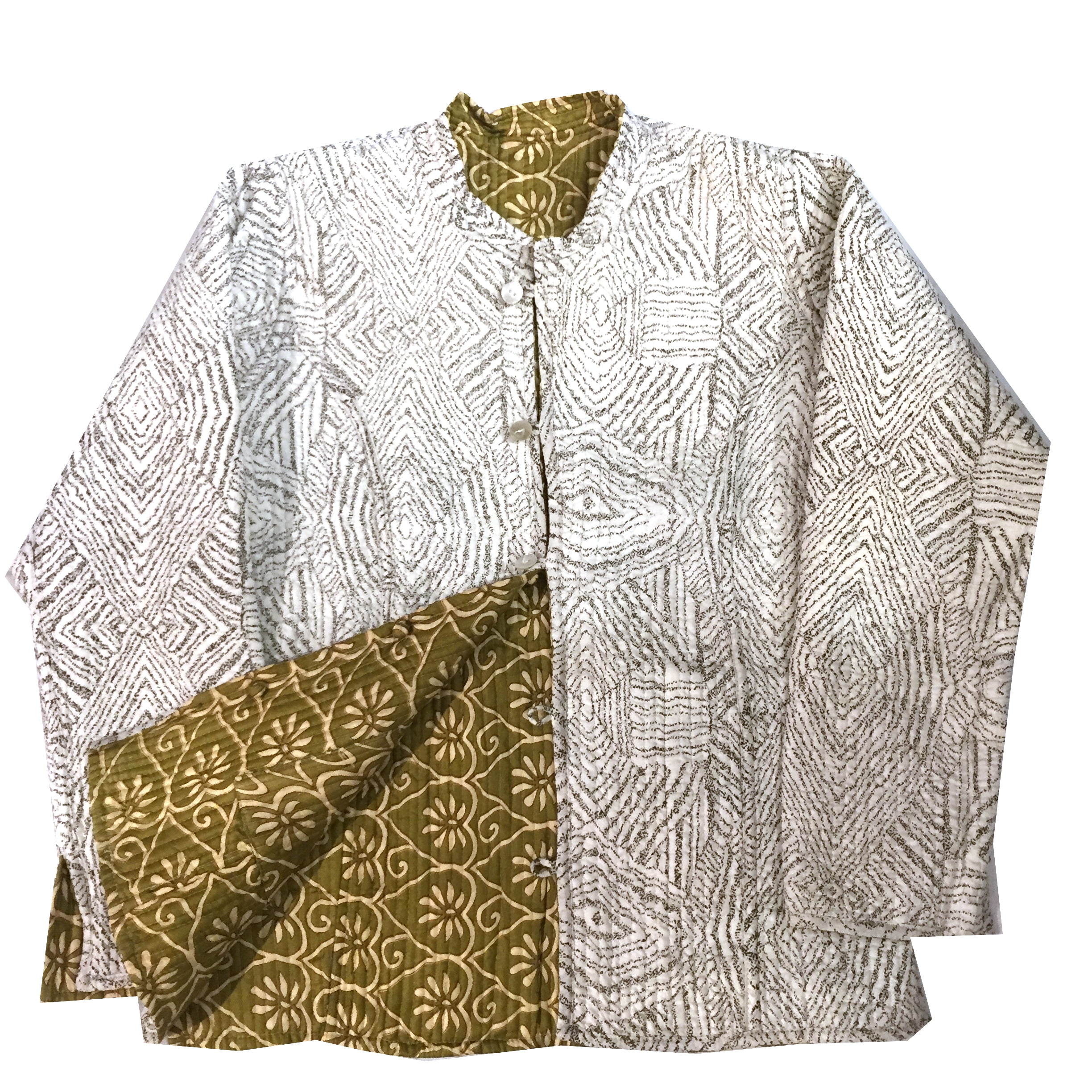 Cotton Silk Short Quilted Coats - Vintage India NYC