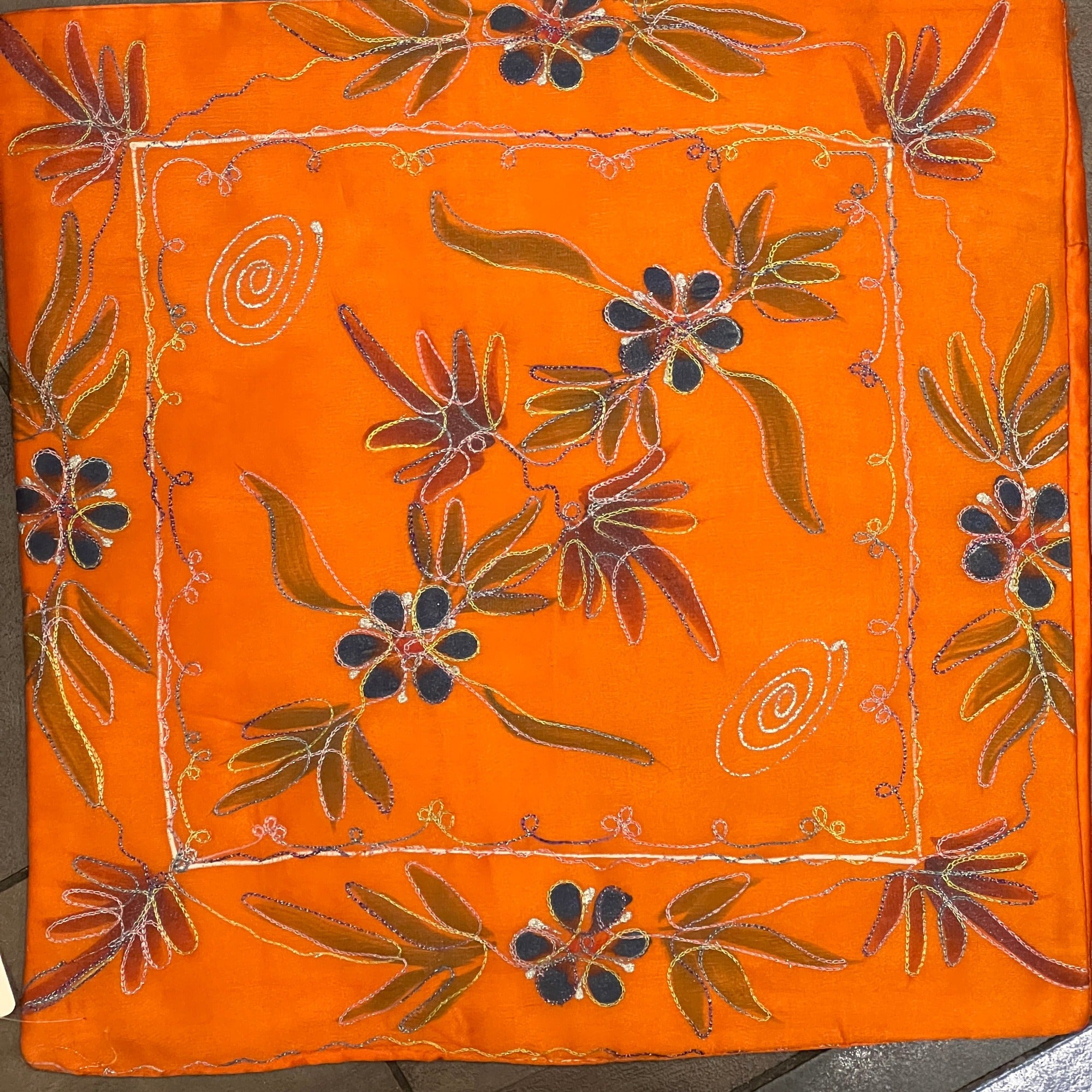 Floral embroidered pillow cover - 4 styles - Vintage India NYC
