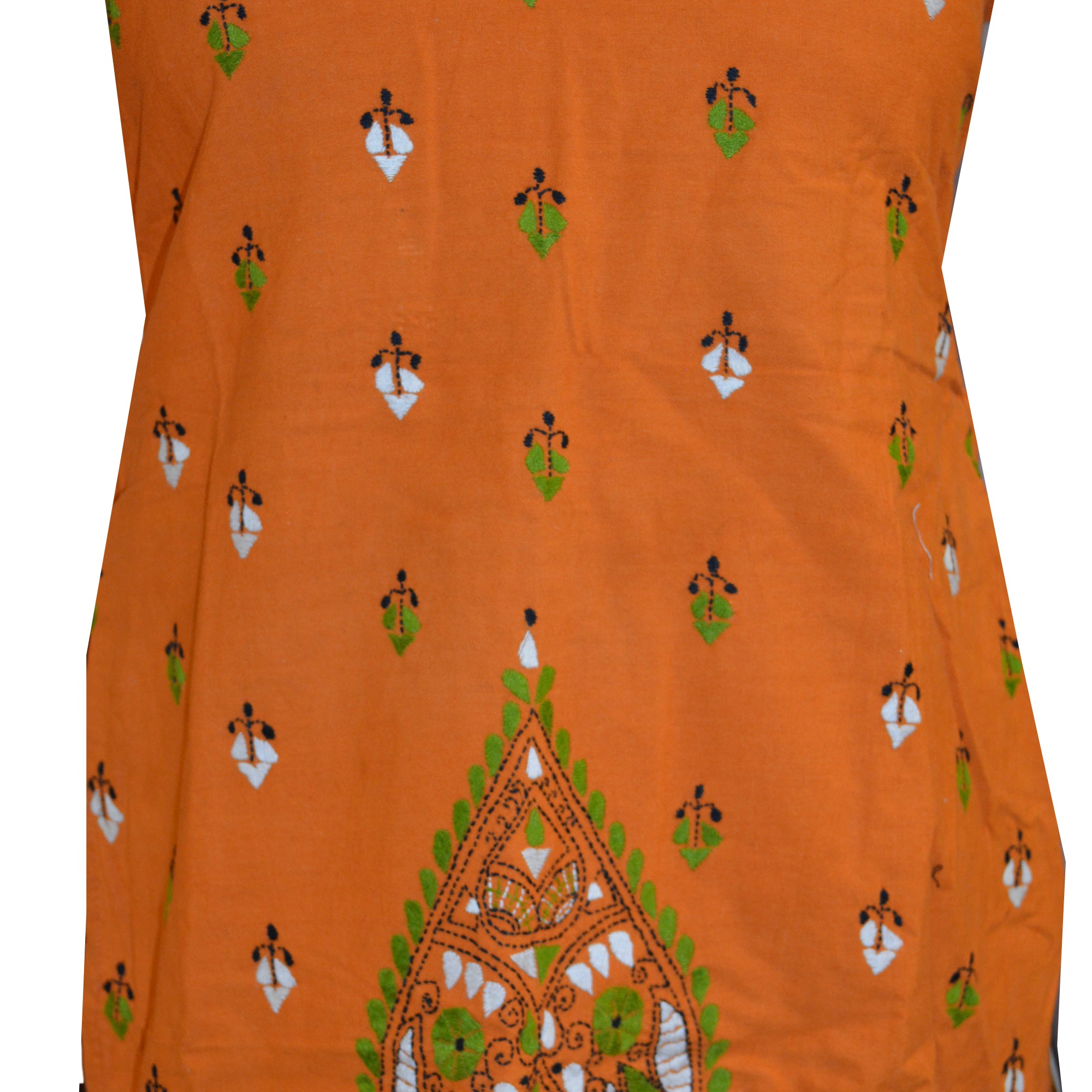 Handmade Orange Cotton Kurti Dress - Vintage India NYC