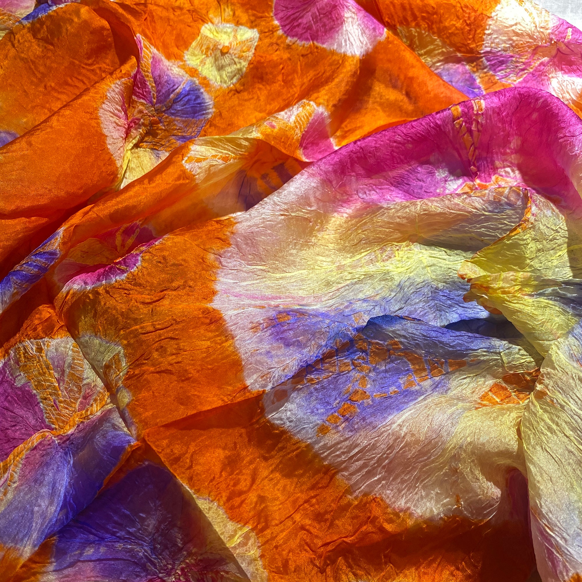 LH Bandhani Tie Dye Pure Silk Scarves - Vintage India NYC