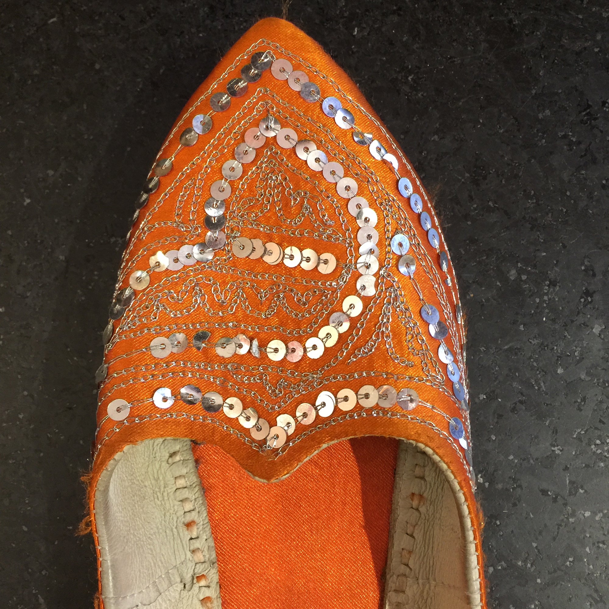 Orange & Silver Slipper - Vintage India NYC
