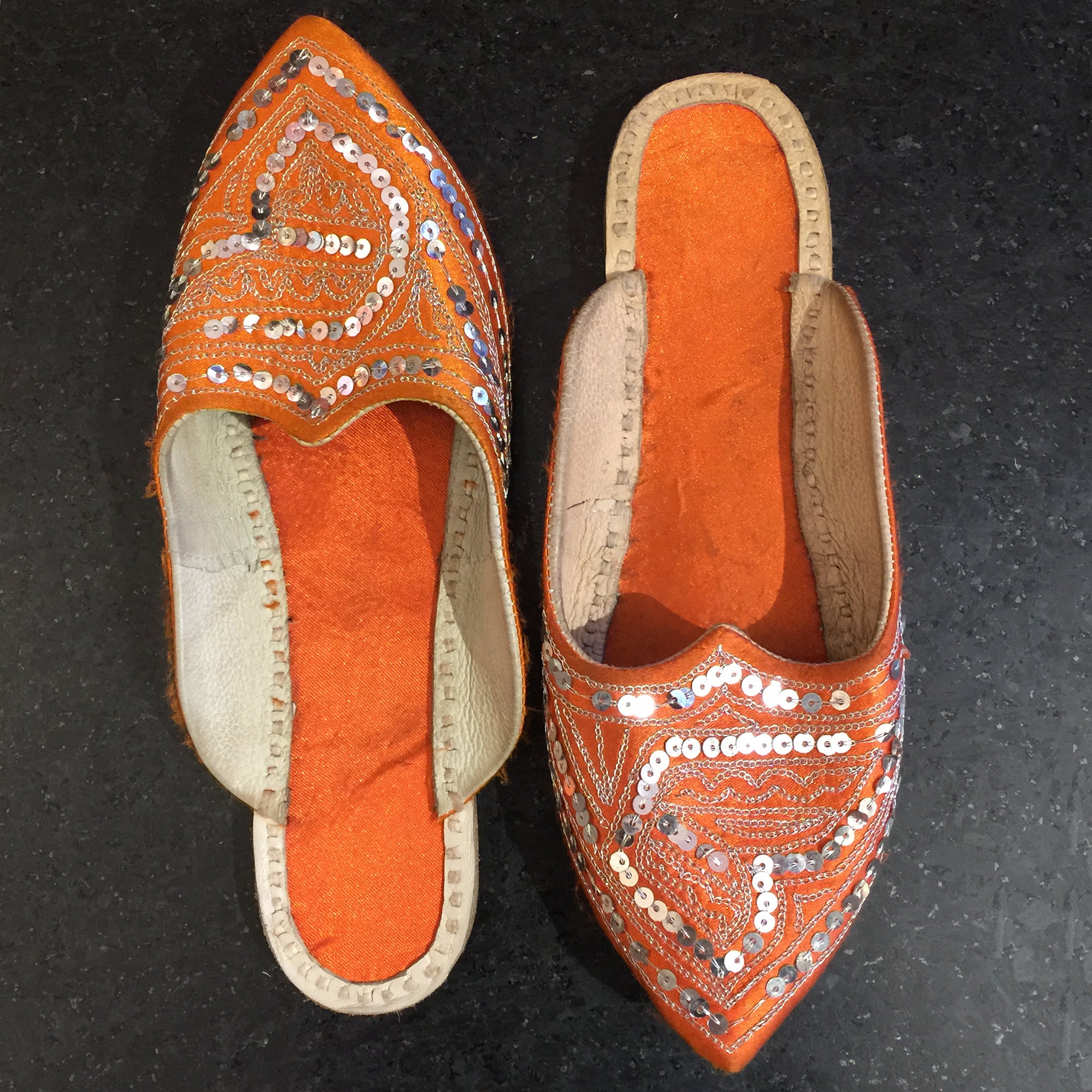 Orange & Silver Slipper - Vintage India NYC