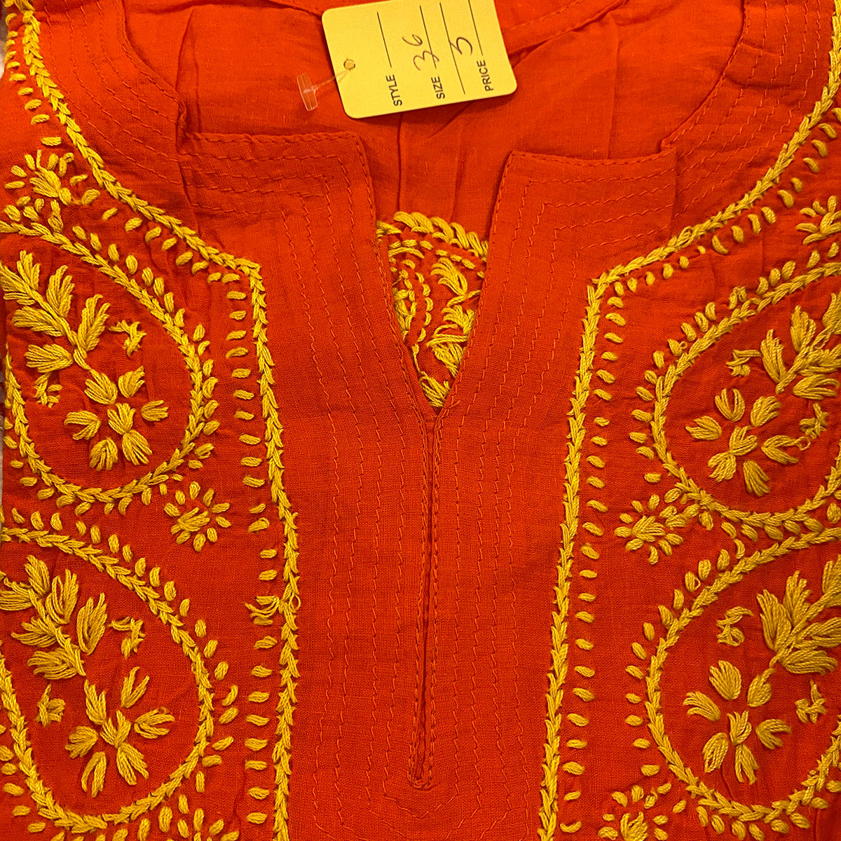 AR Long Embroidered Cotton Tunic kurtis- S - Vintage India NYC