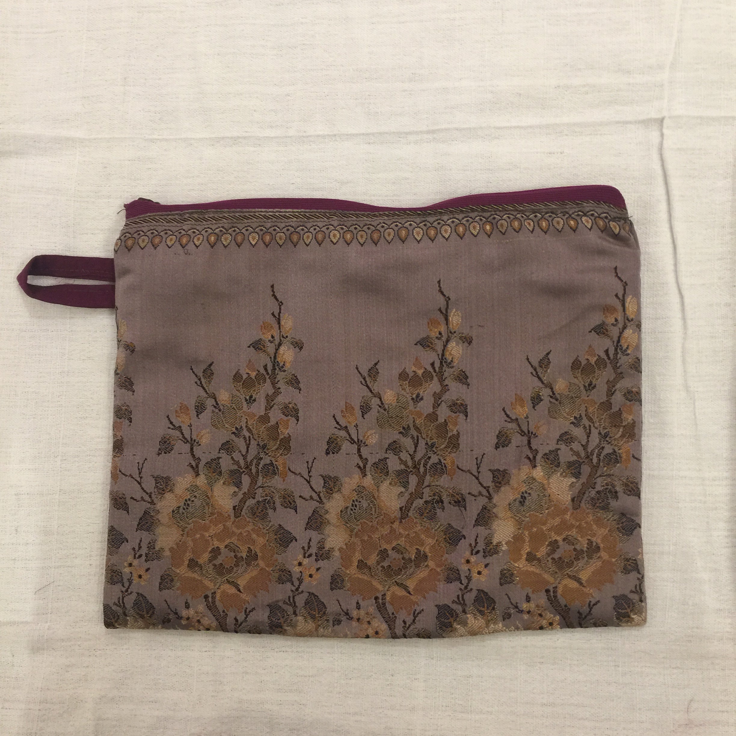 Vintage Sari Zip Pouch Bag Lg - Vintage India NYC