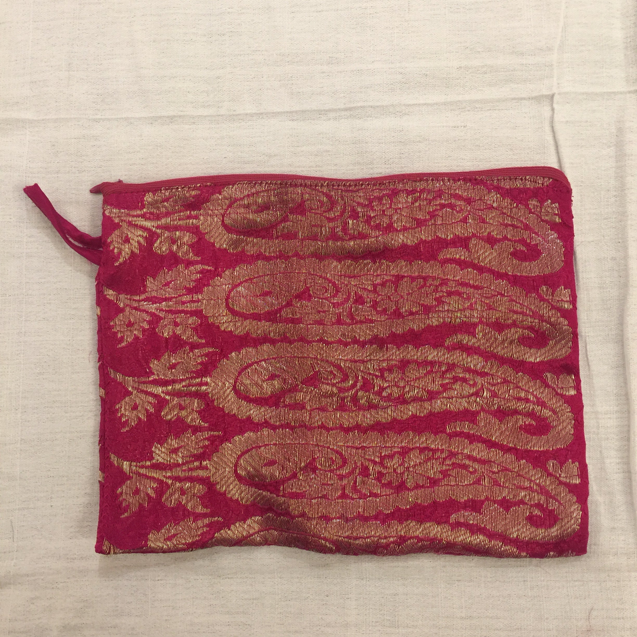 Vintage Sari Zip Pouch Bag Lg - Vintage India NYC