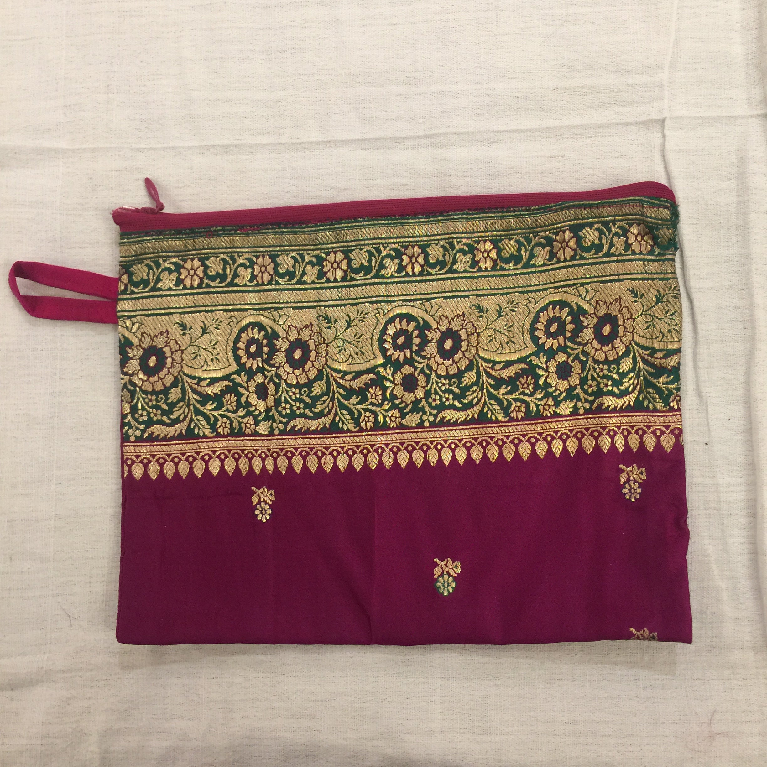 Vintage Sari Zip Pouch Bag Lg - Vintage India NYC