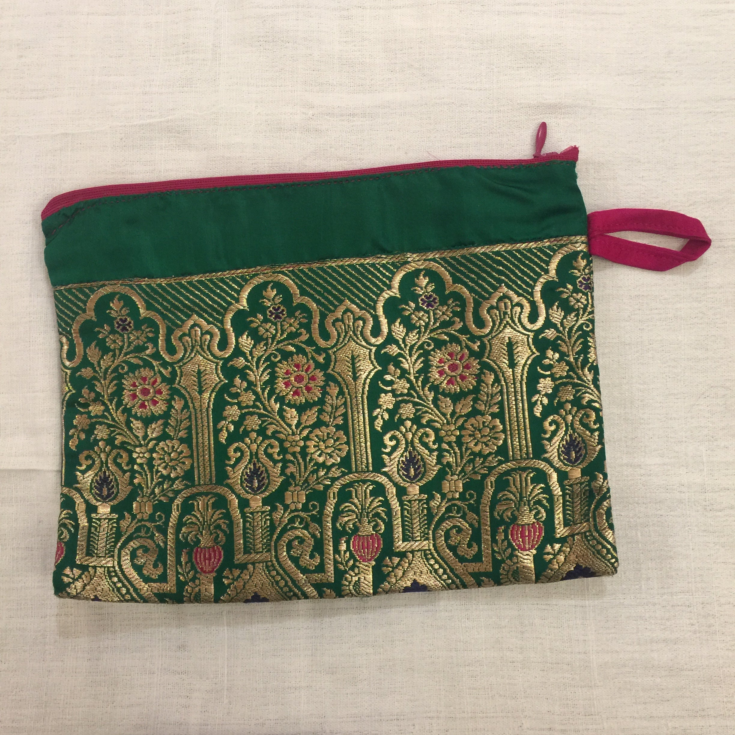 Vintage Sari Zip Pouch Bag Lg - Vintage India NYC