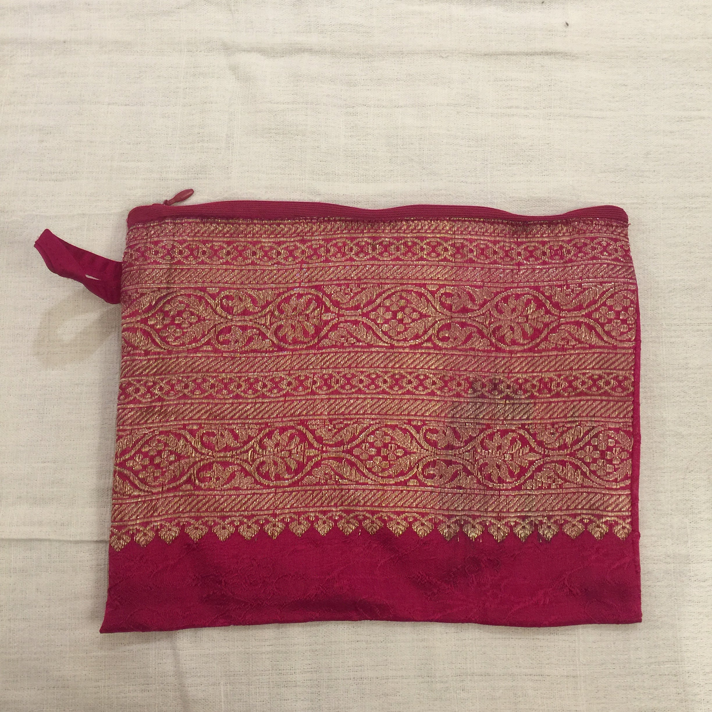 Vintage Sari Zip Pouch Bag Lg - Vintage India NYC