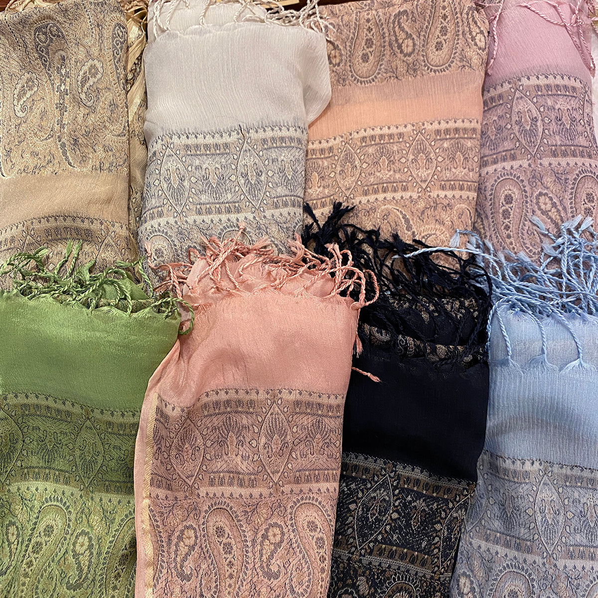 LH Silk Paisley Scarves-8 Colors - Vintage India NYC