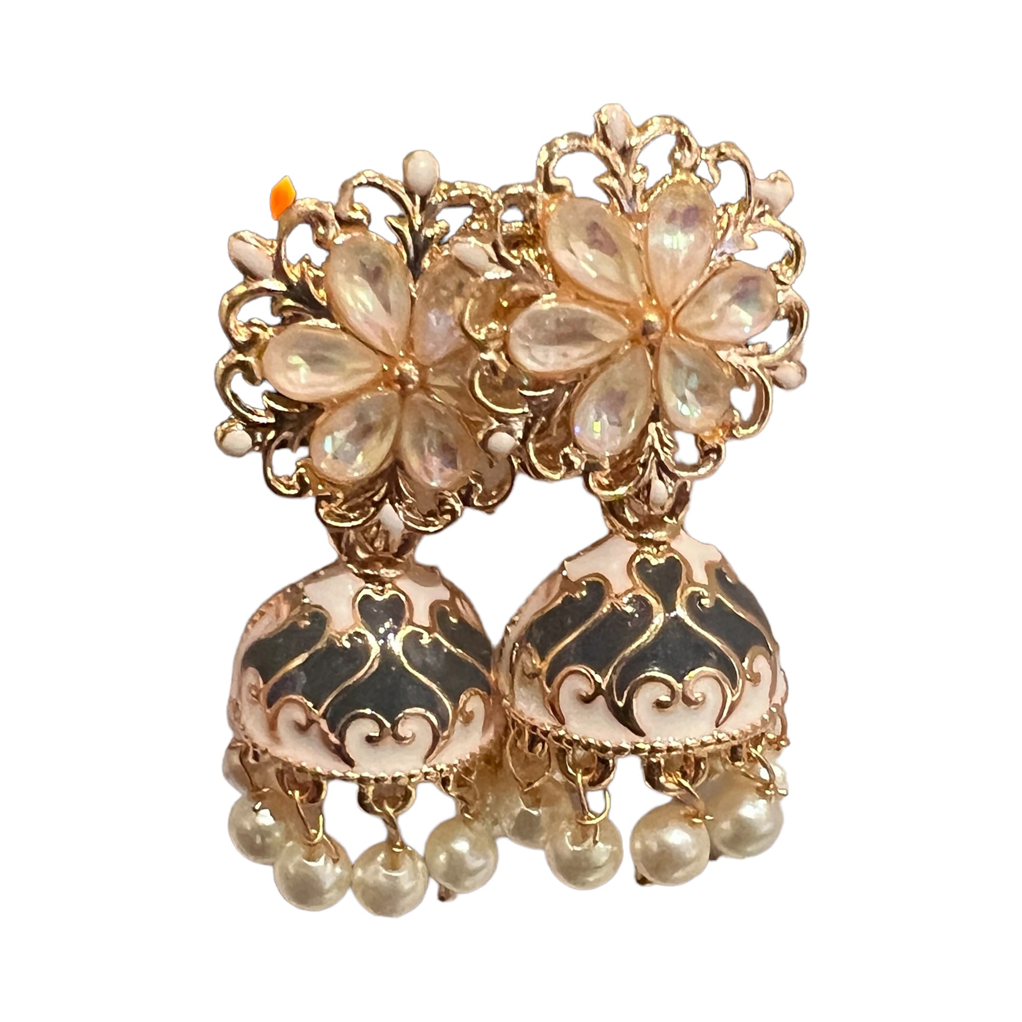 Pink Enamel Jhumki Earrings- Many Styles - Vintage India NYC