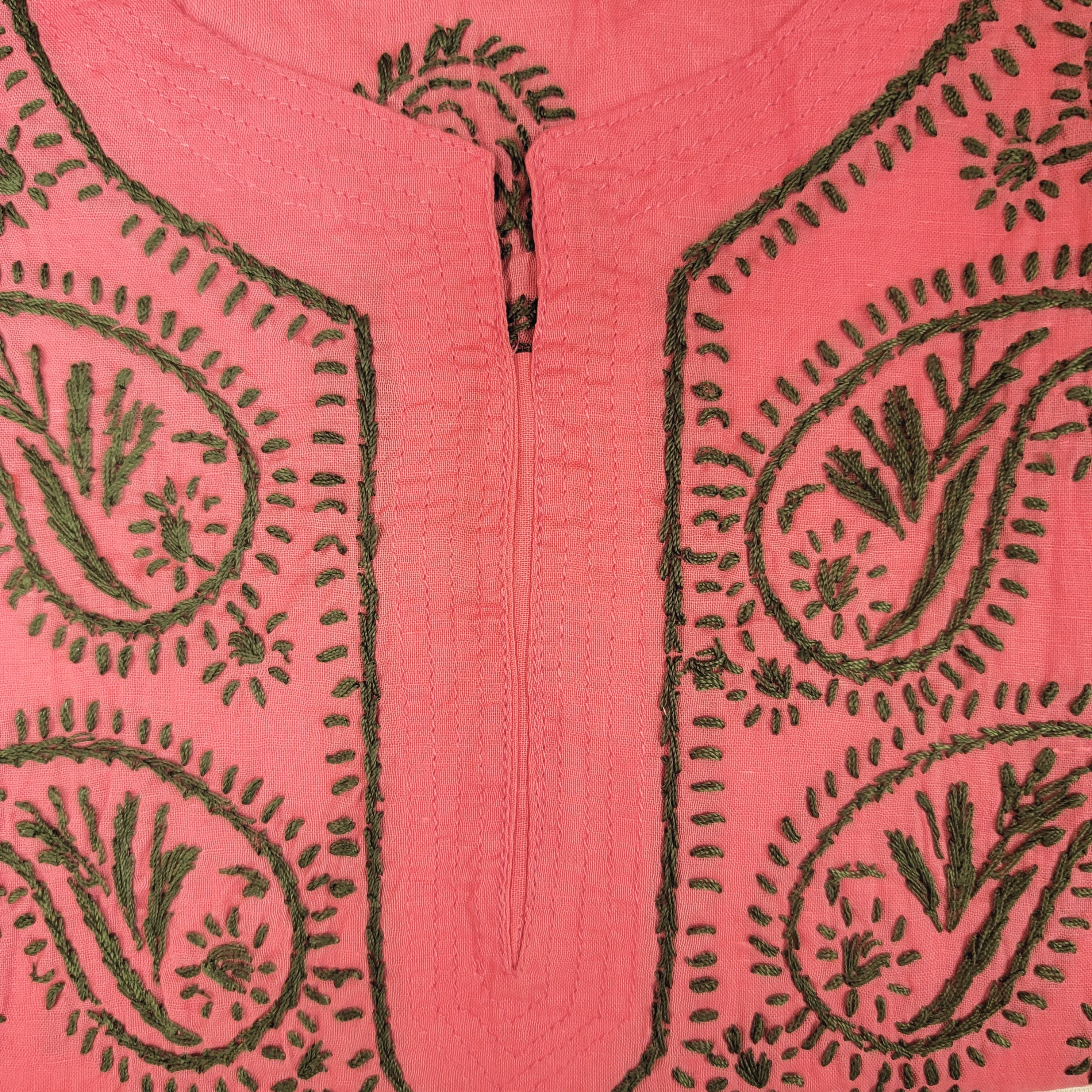 AR Short Embroidered Cotton Tunic Kurti-M - Vintage India NYC