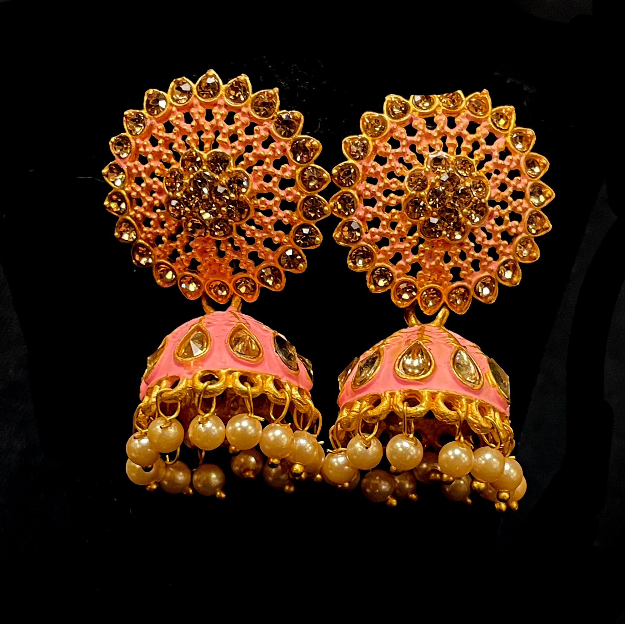 Enamel Jhumki Earrings-3 Colors - Vintage India NYC