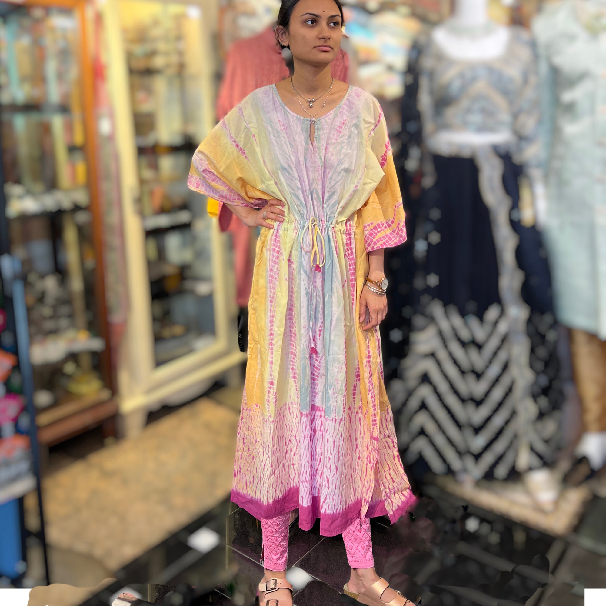 Cotton Shibori Tie & Dye Kaftan-4 colors - Vintage India NYC