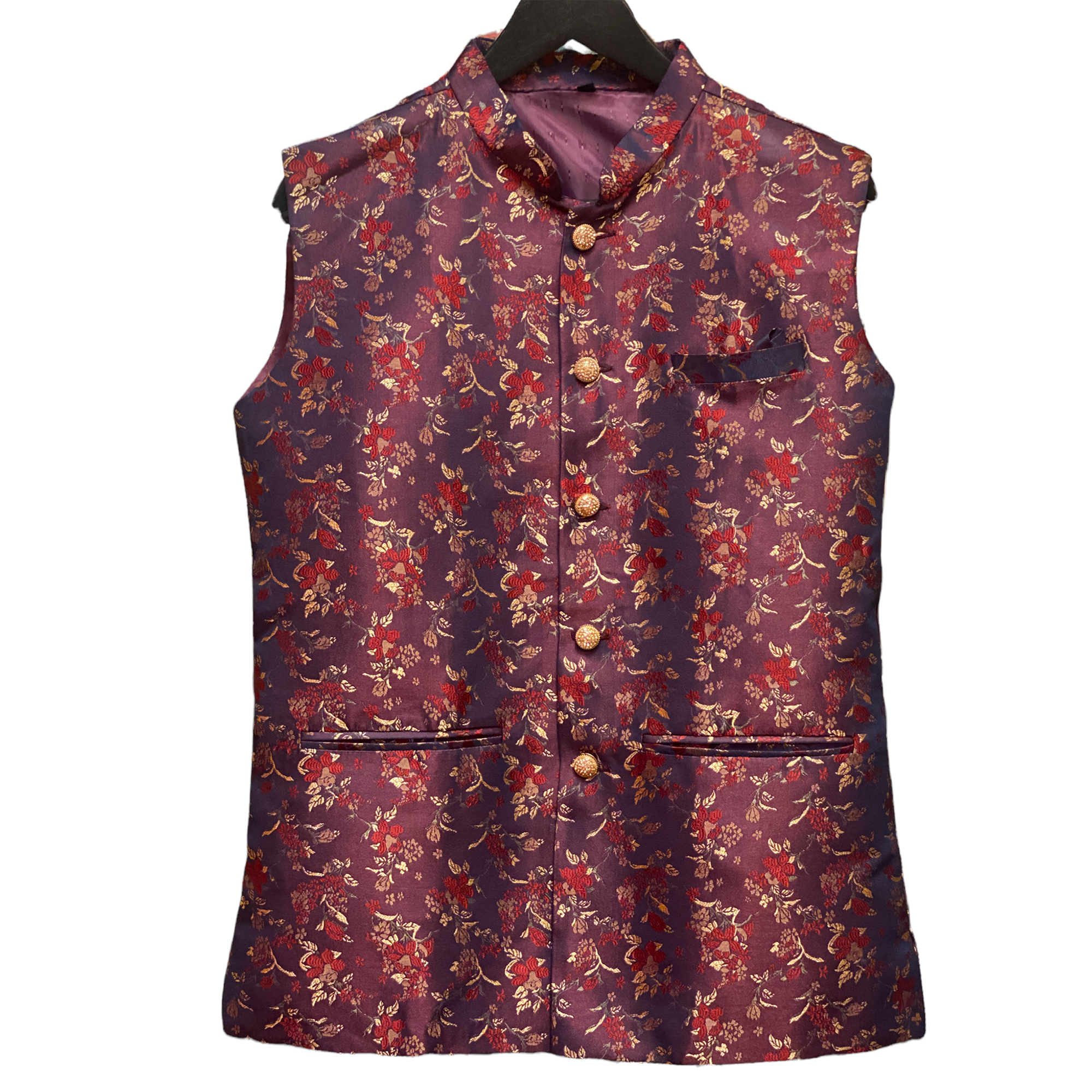 YD Floral Brocade Men Vest-3 Colors - Vintage India NYC