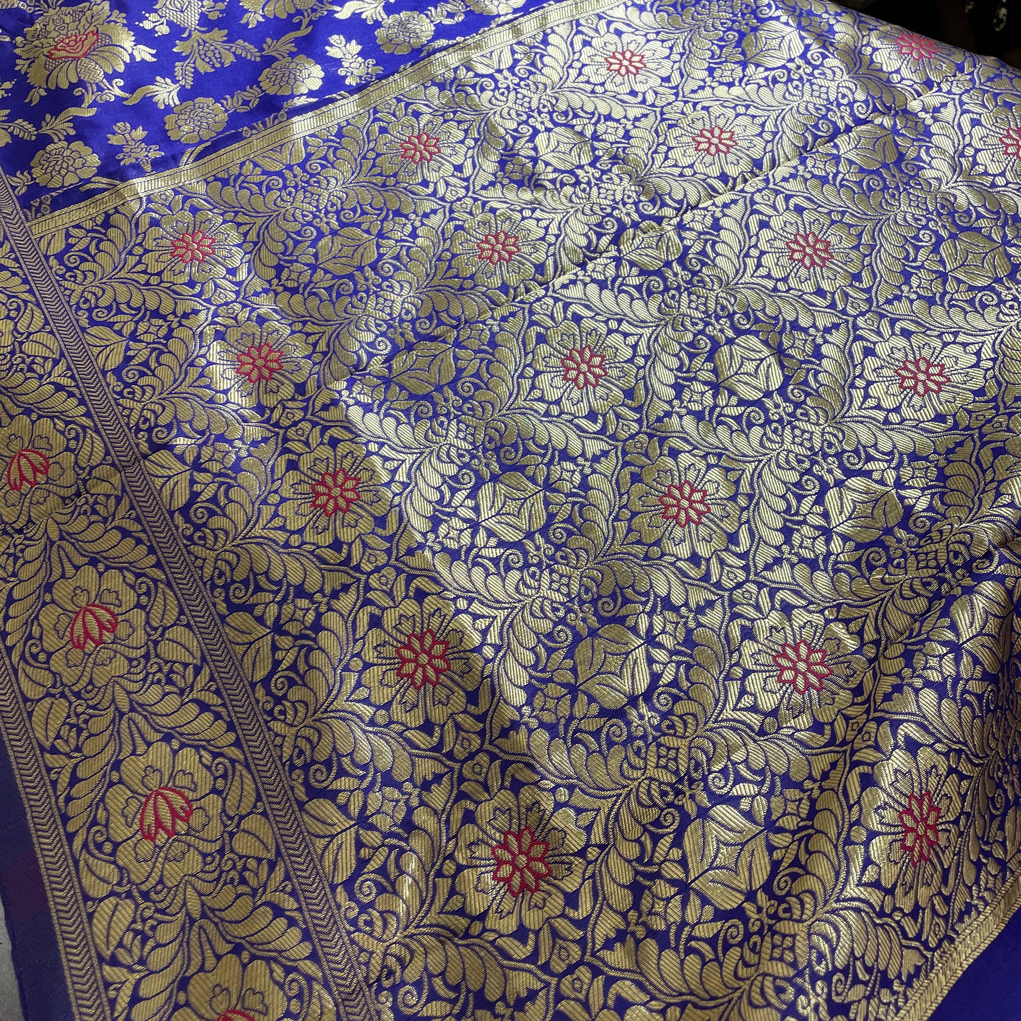 Purple Brocade Silk Blend Saree - Vintage India NYC