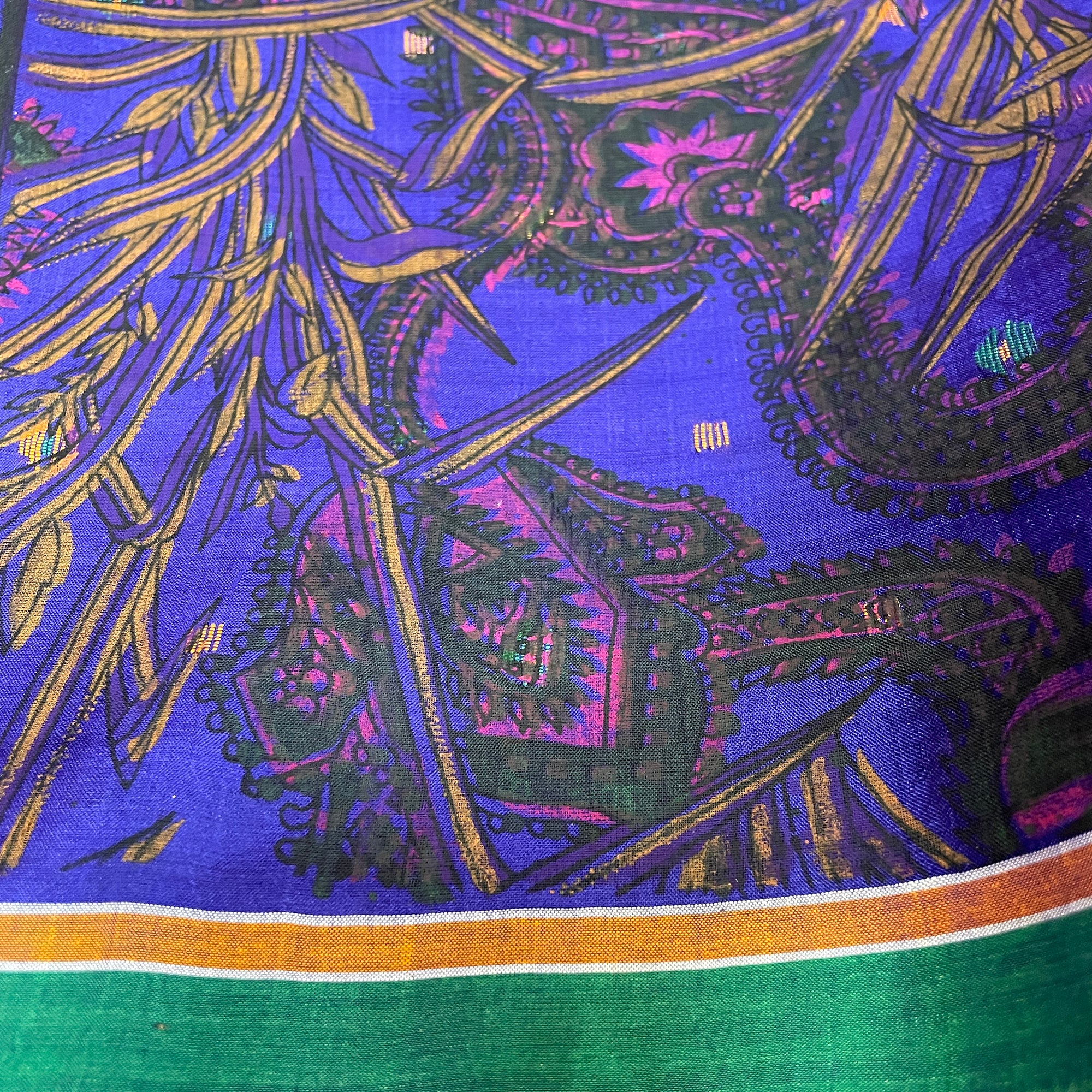 Electric Purple Floral Silk Saree - Vintage India NYC