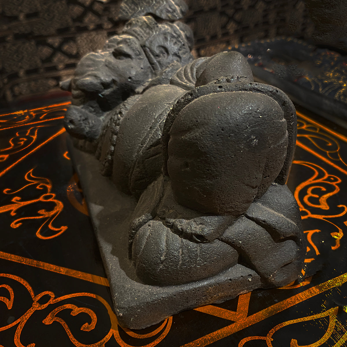 Cast Stone Reclining Ganesha - Vintage India NYC