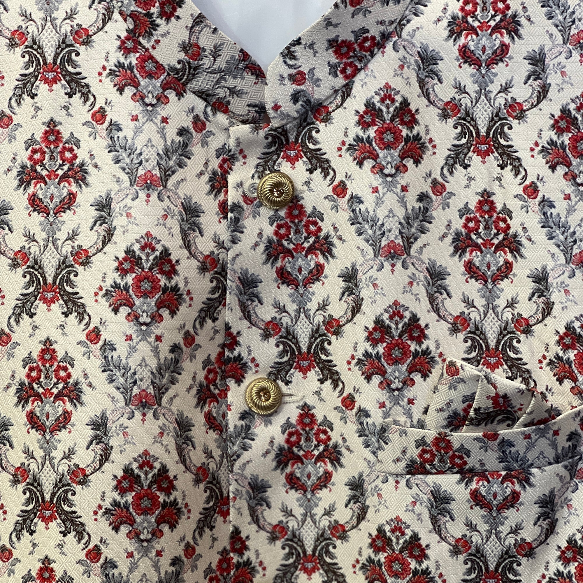YD Red Bouquet Print Vest - Vintage India NYC