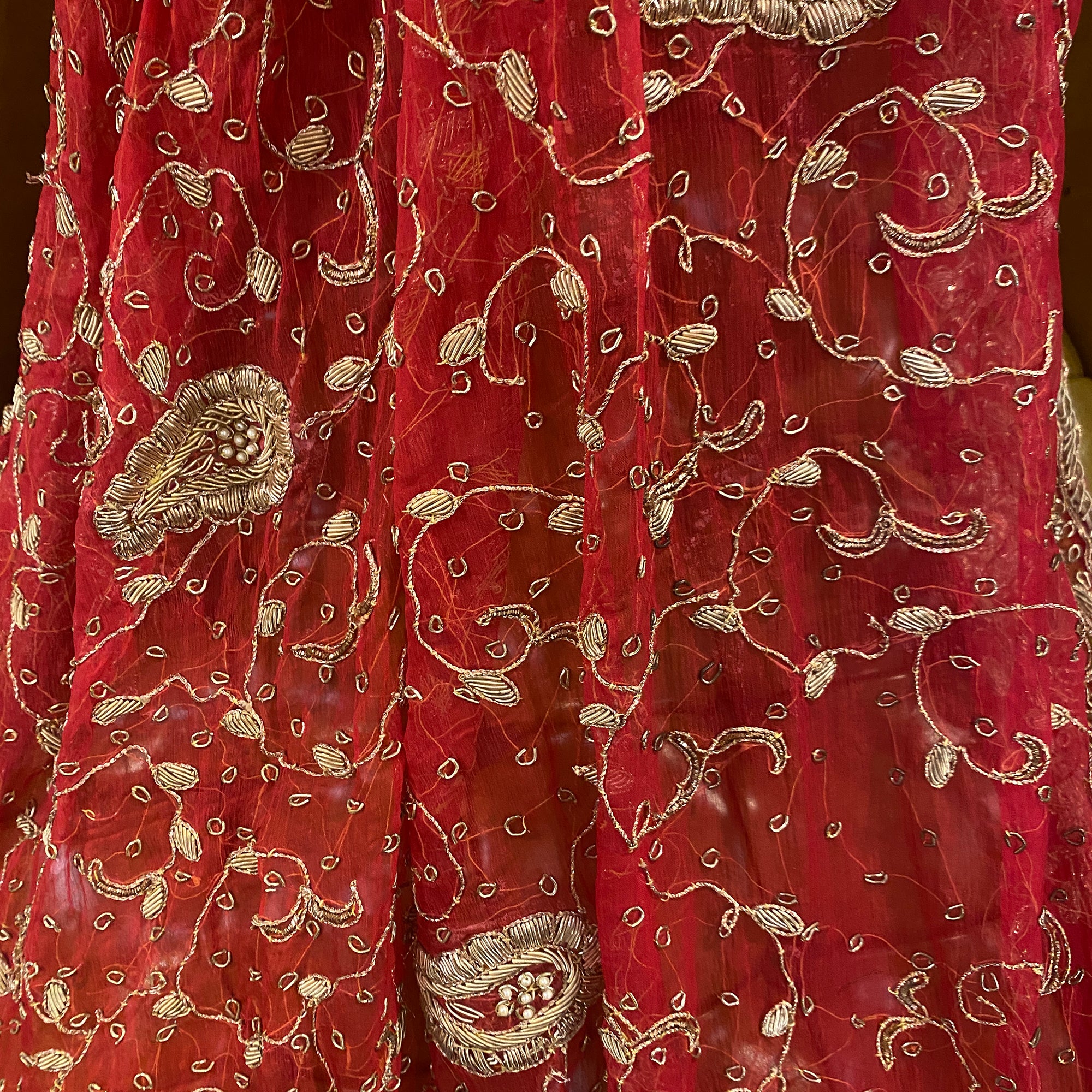 Vintage Red Bridal Dupatta 7471 - Vintage India NYC