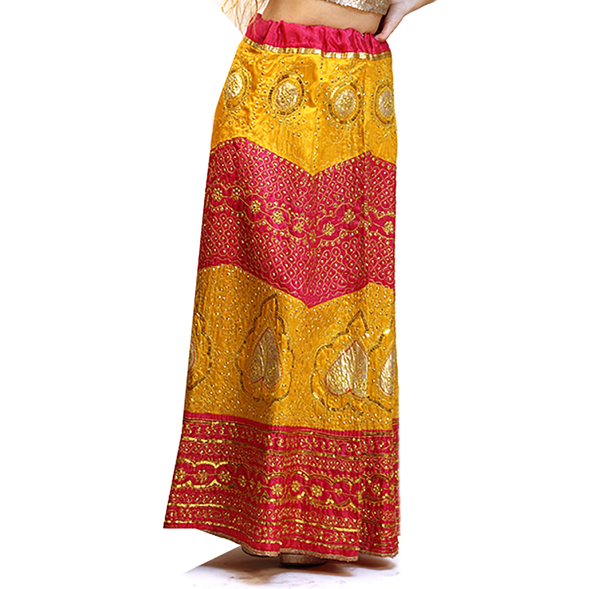 Red and gold embroidered skirt - Vintage India NYC