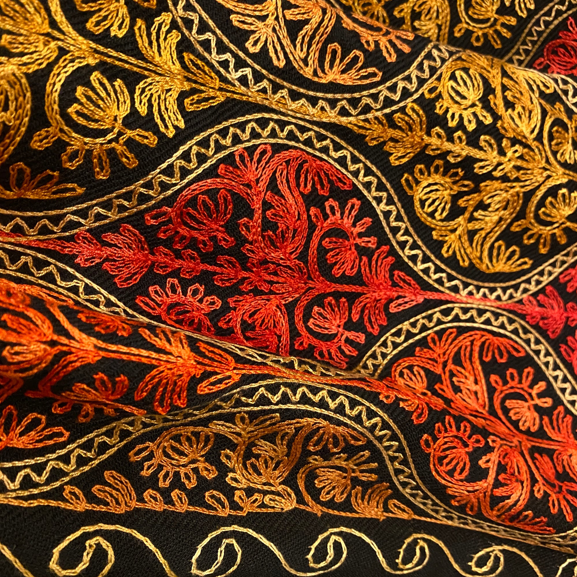 Black Embroidered Shawl - Vintage India NYC