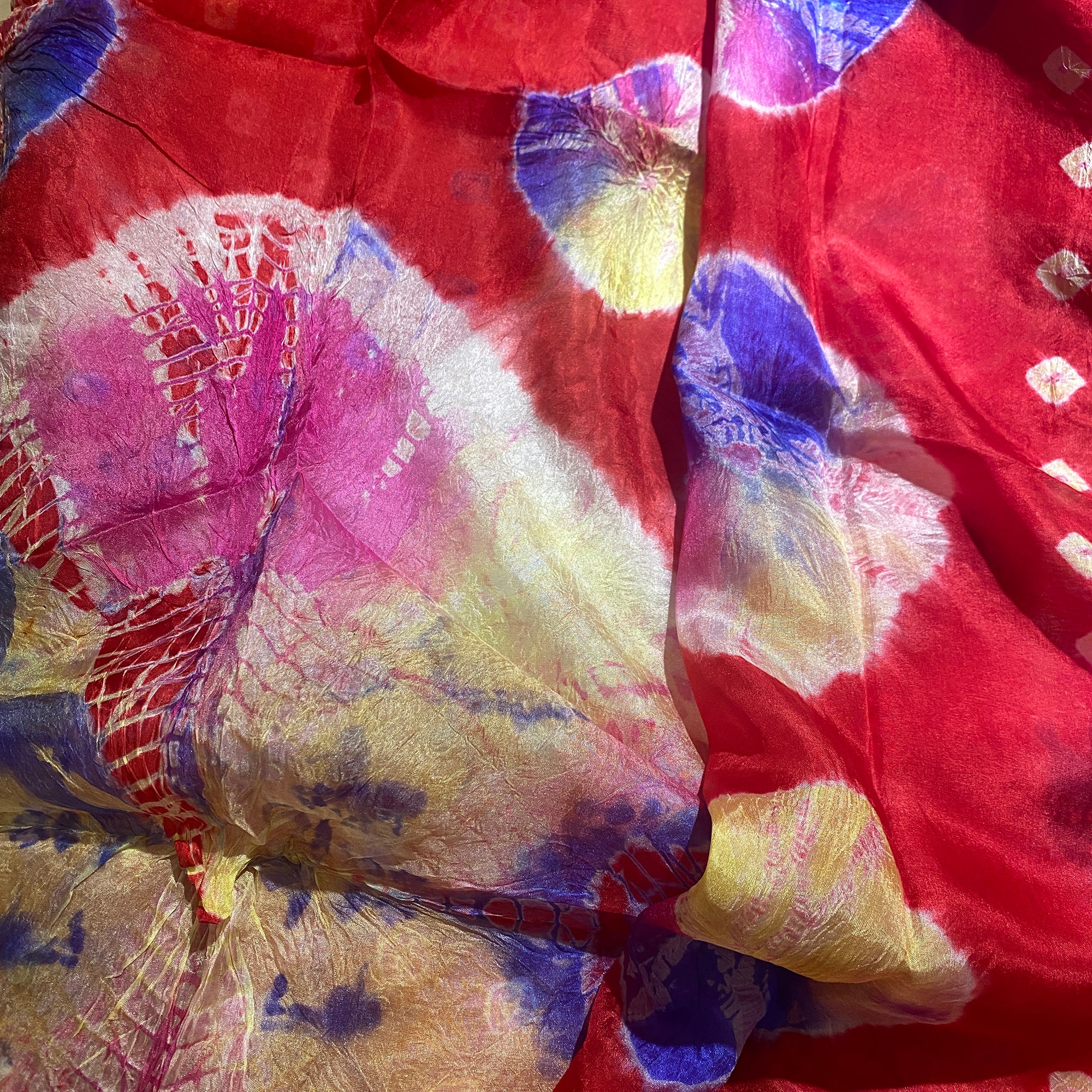 LH Bandhani Tie Dye Pure Silk Scarves - Vintage India NYC