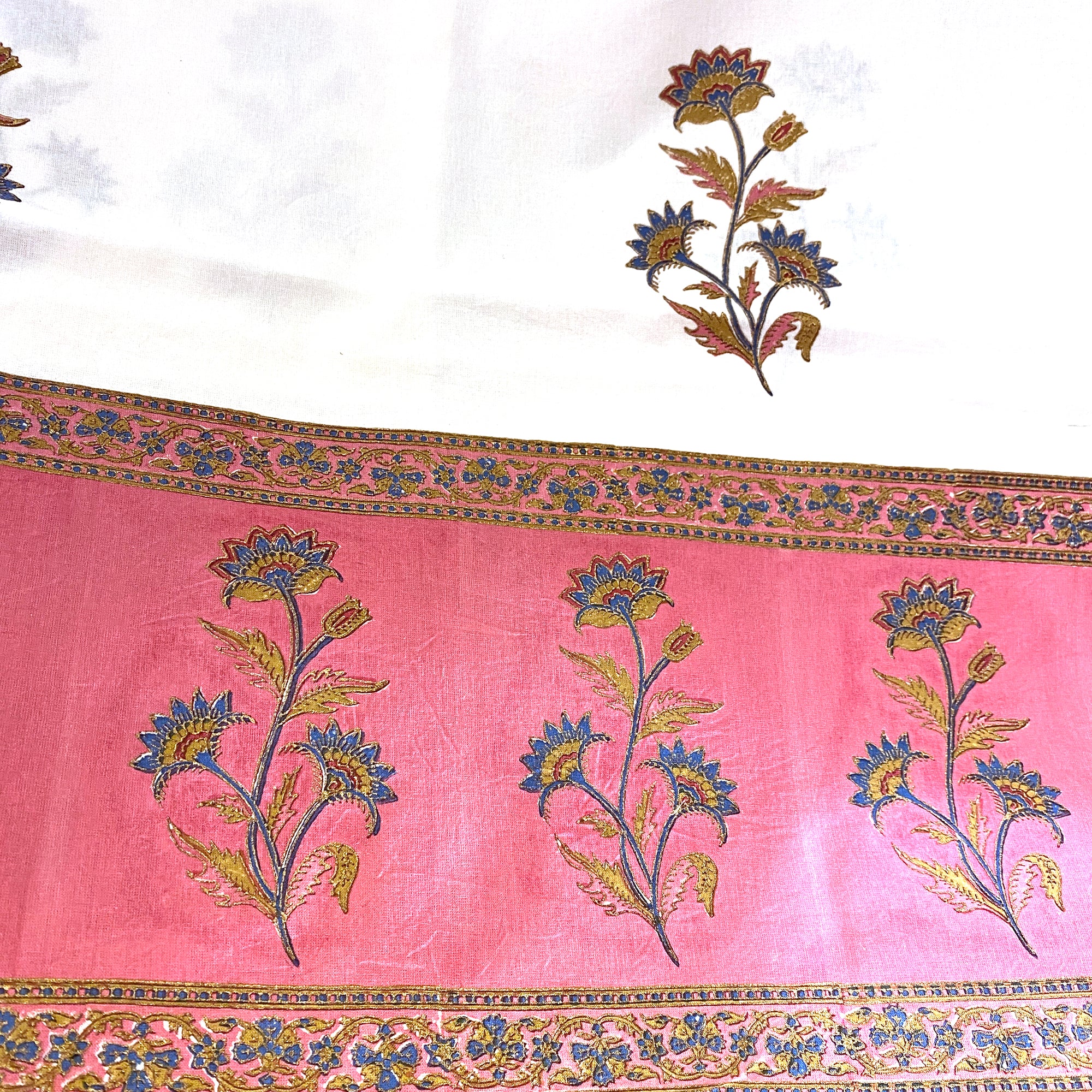 LH Floral Block Print Bedcover - Vintage India NYC