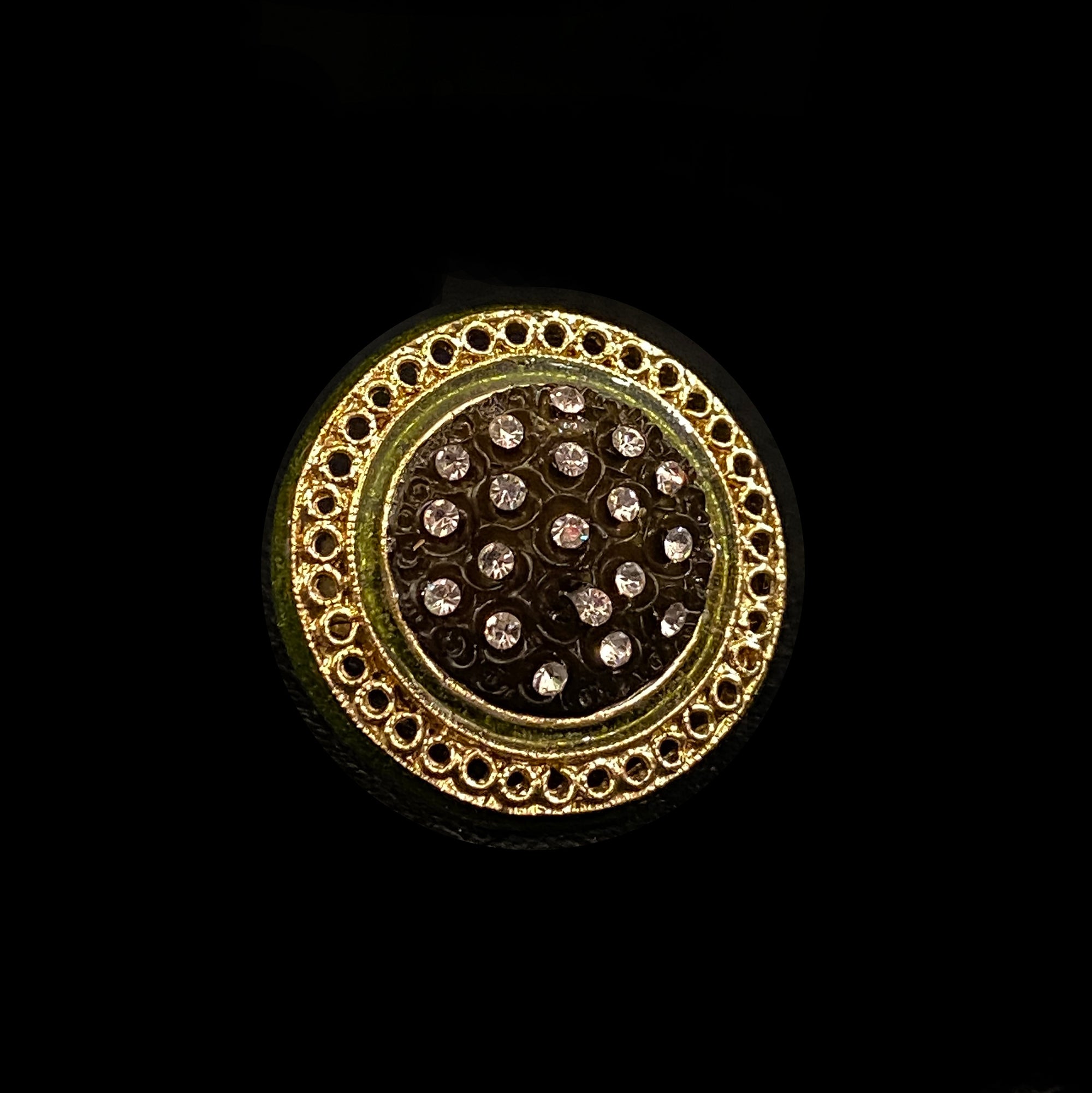 Gold & Green Cocktail Ring 2 - Vintage India NYC