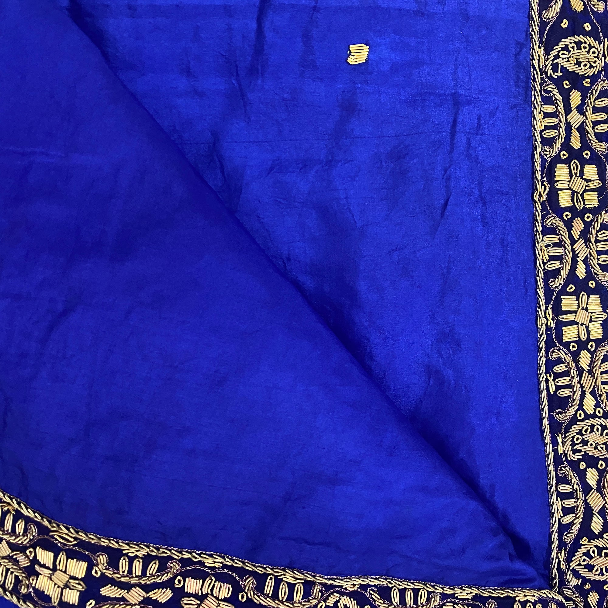 Royal Blue Zardosi Saree - Vintage India NYC