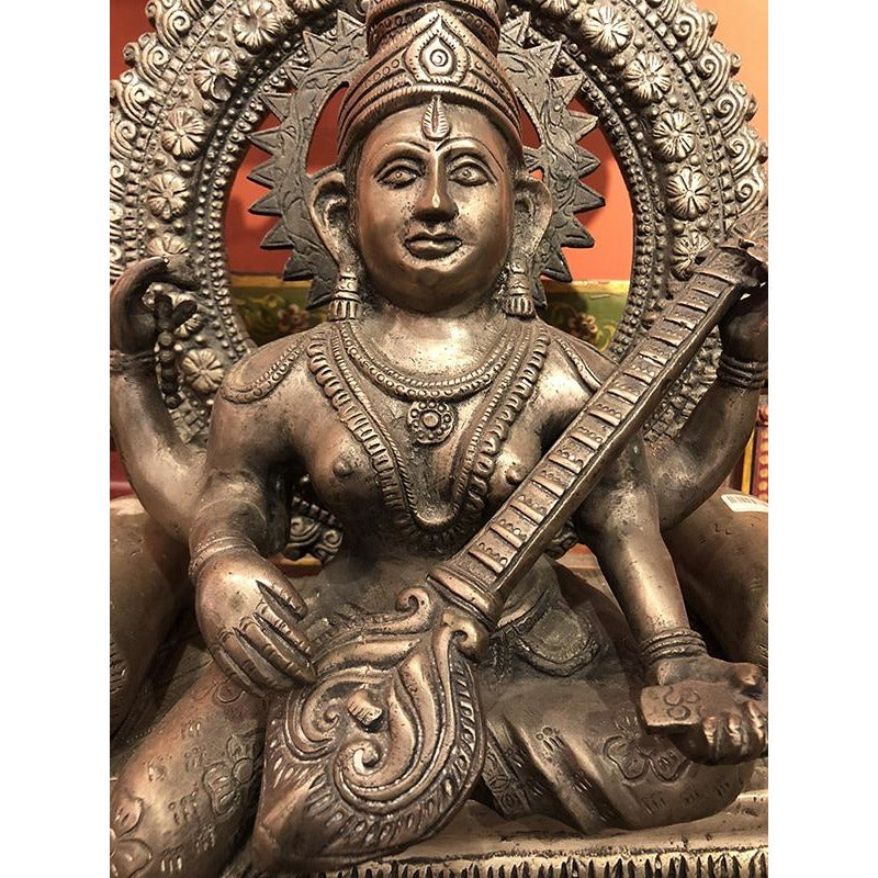 DP Bronze/Silver Saraswati 1500 - Vintage India NYC