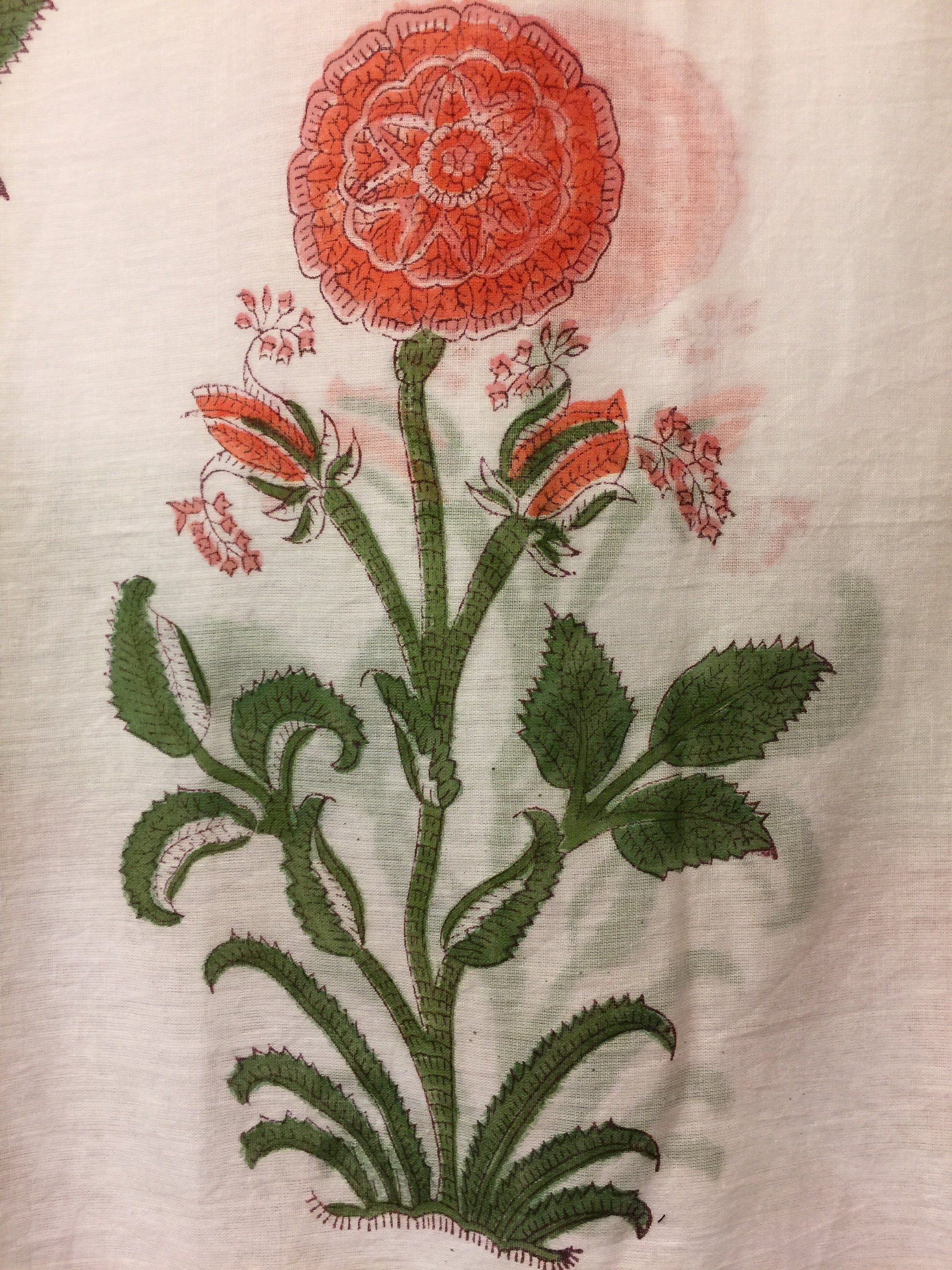 Botanical Mughal Block Print Sarongs/Scarves - Vintage India NYC