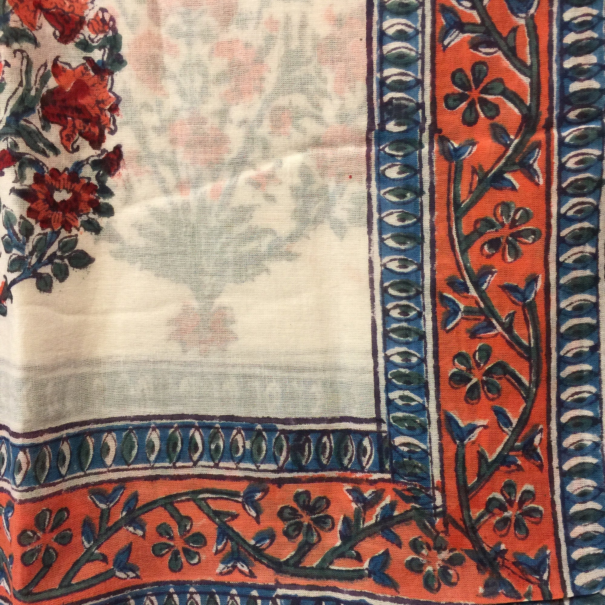 Botanical Mughal Block Print Sarongs/Scarves - Vintage India NYC