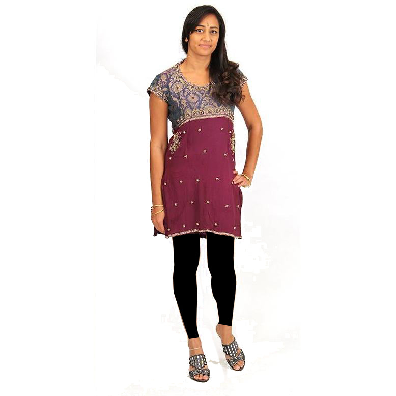 Embroidered and beaded silk dress made from vintage fabric - Vintage India NYC