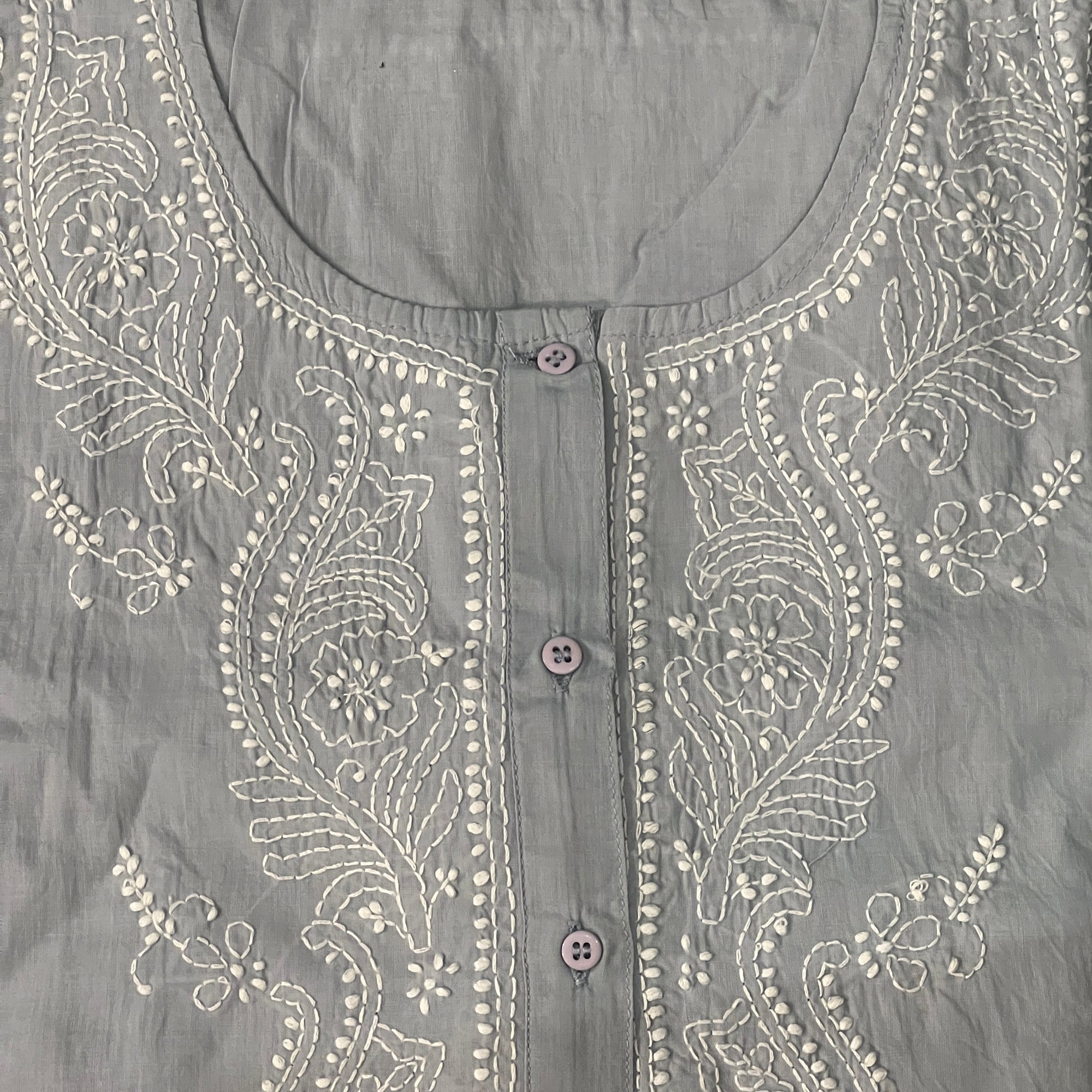 Cotton Chikan Short Kurtas 504-3 Colors - Vintage India NYC