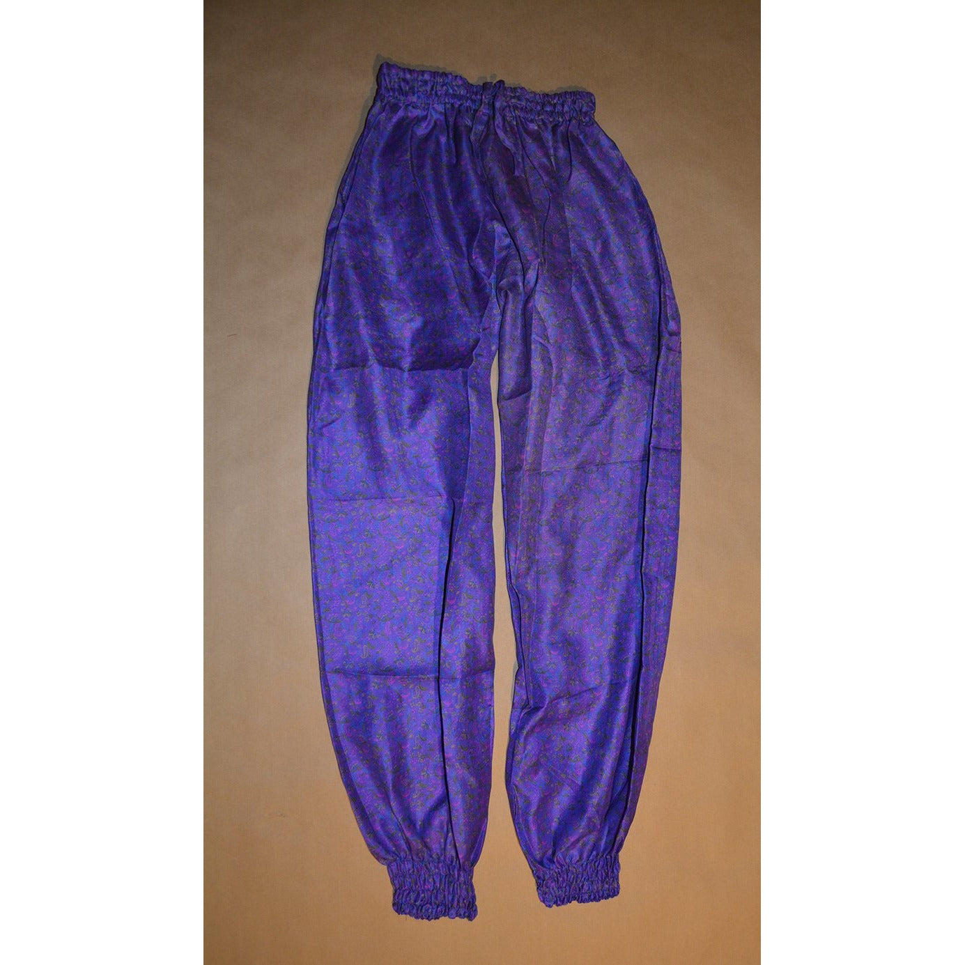 Purple floral print silk harem pants - Vintage India NYC