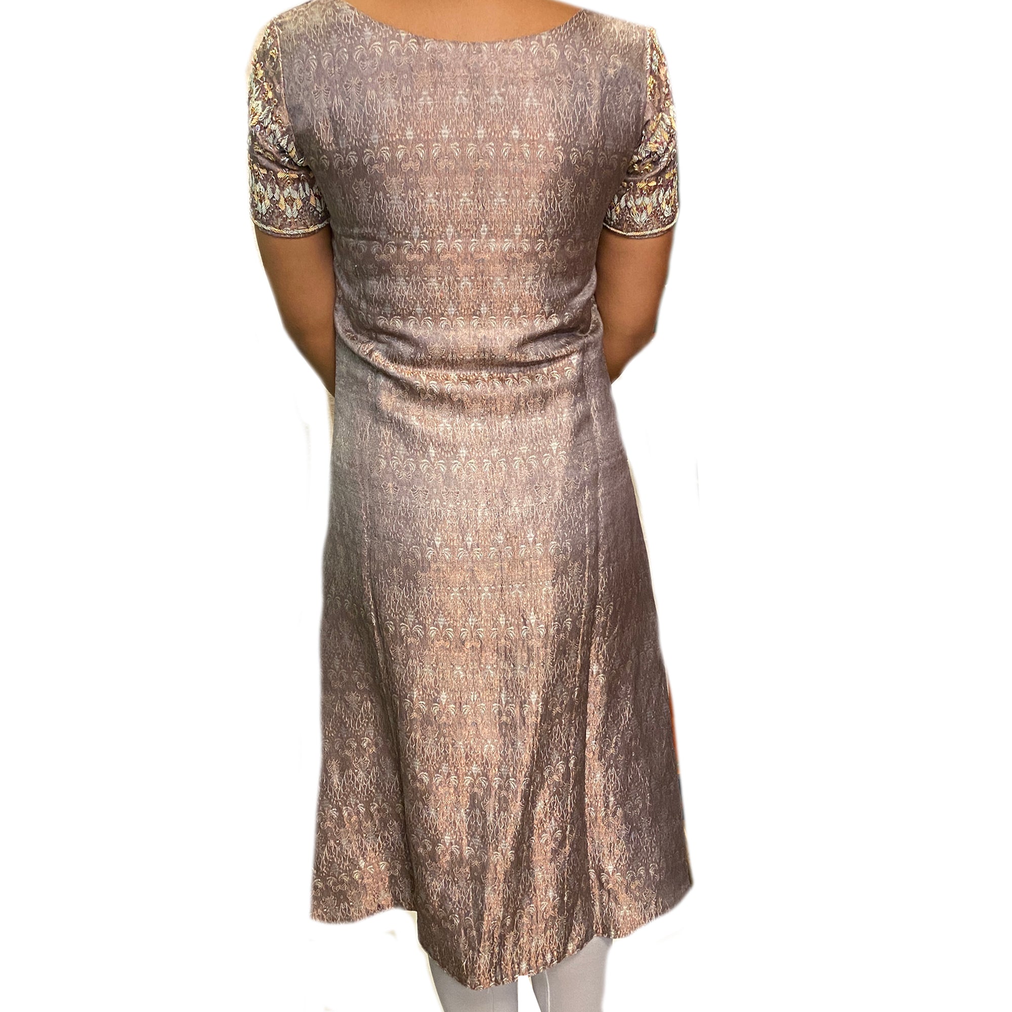 Vintage Copper Silver Brocade Dress - Vintage India NYC