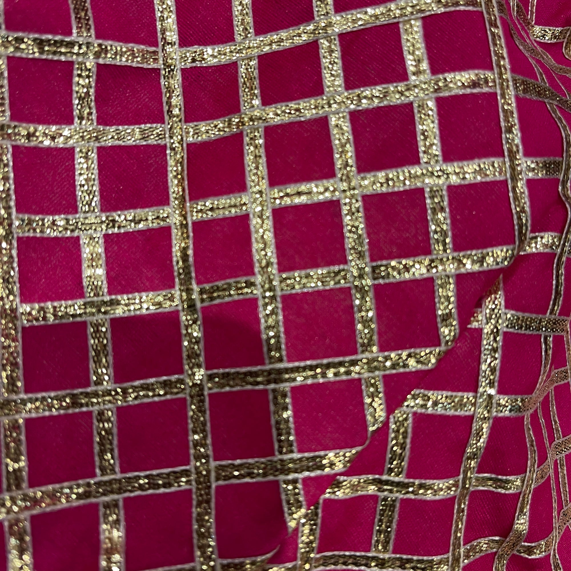 Pink Blouse with Gold & Silver - Vintage India NYC