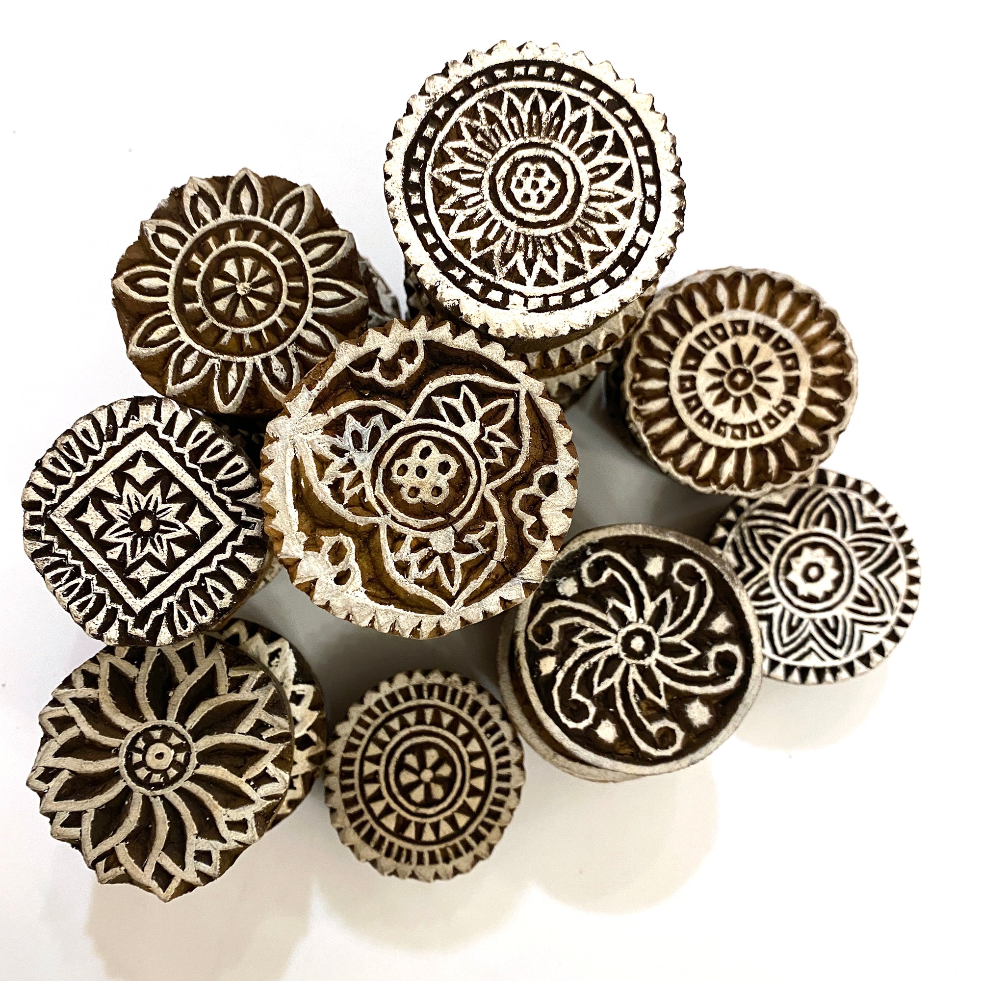 Flower Mandala Wood Blocks for Block Printing-15 styles - Vintage India NYC