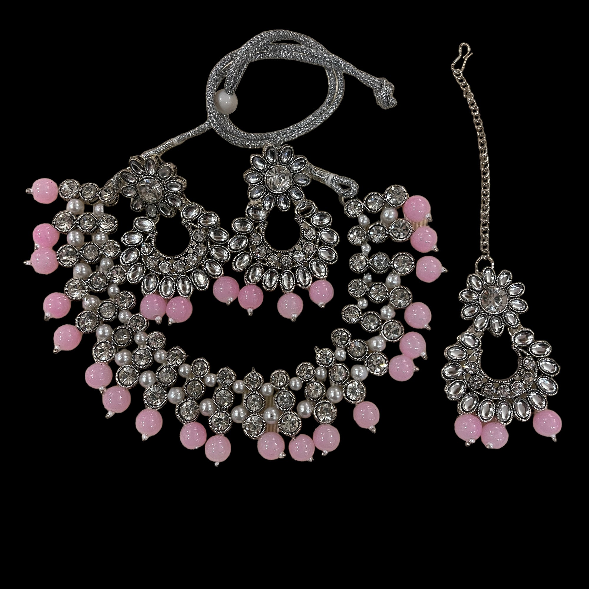 PC White Stone Chandbali Necklace Sets-2 Colors - Vintage India NYC