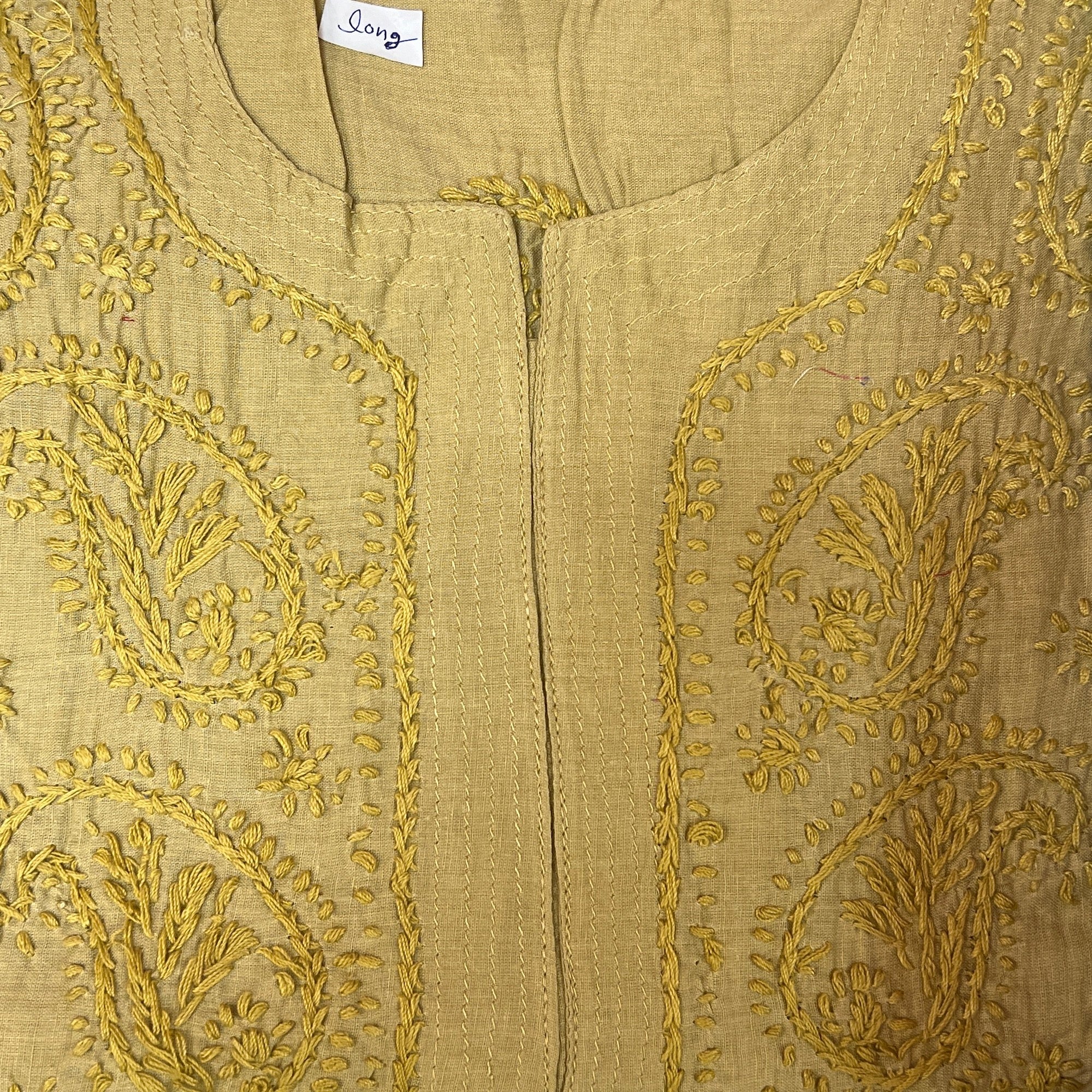 AR Long Embroidered Cotton Tunic- XXL - Vintage India NYC