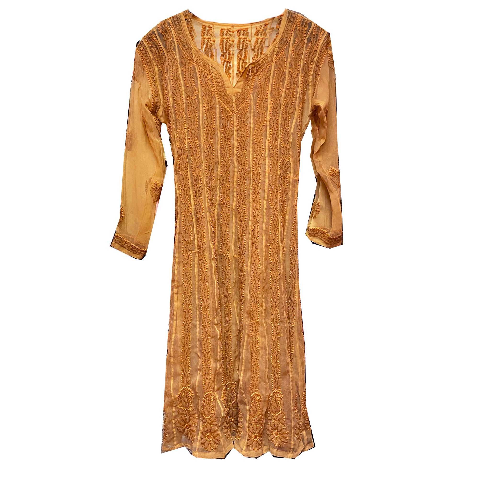 Gold Lucknowi Dress - Vintage India NYC