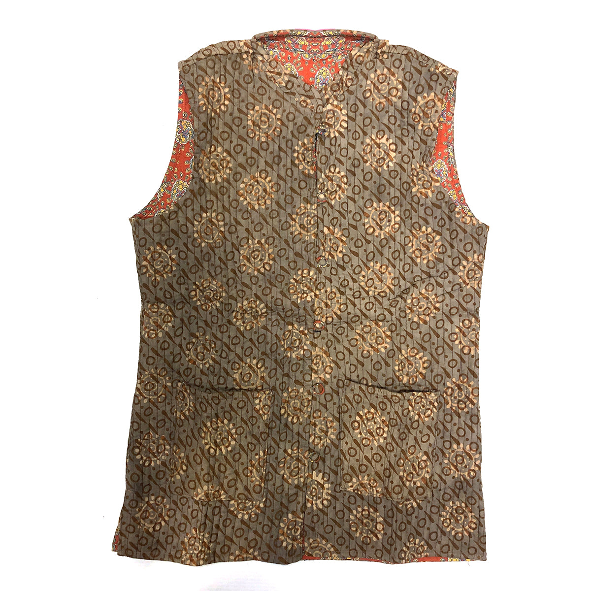 VR Tan Reversible Quilted Vests - Vintage India NYC